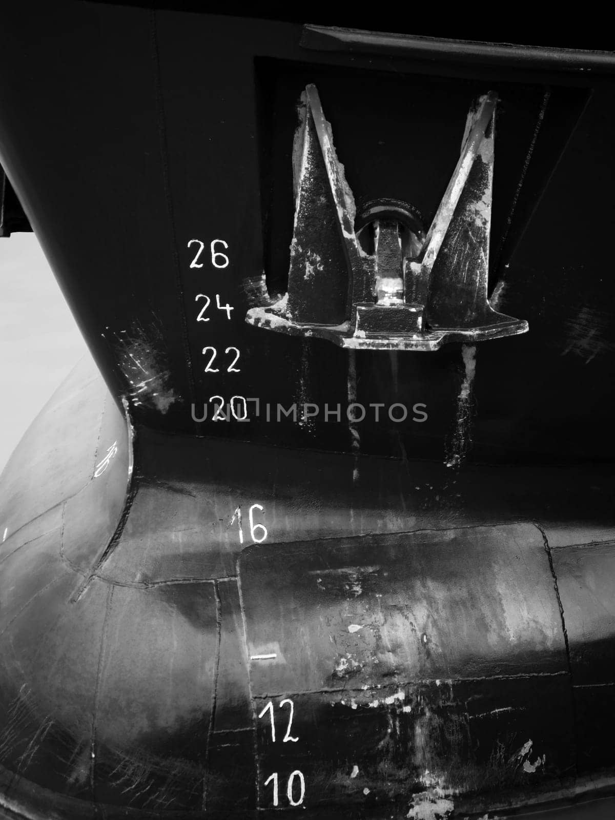 side detail view of a ship bug with an adjacent anchor