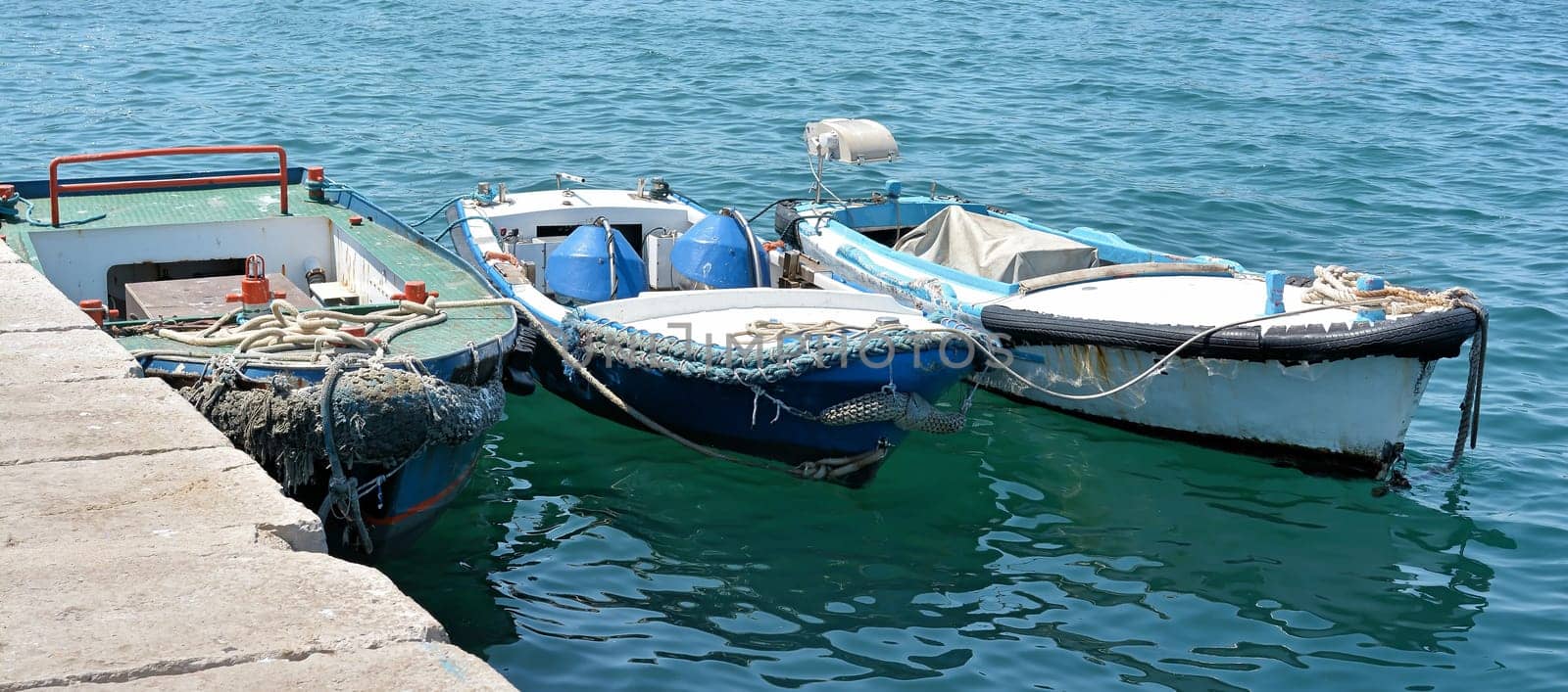 Fishing boats in the port of Rovinj in Croatia