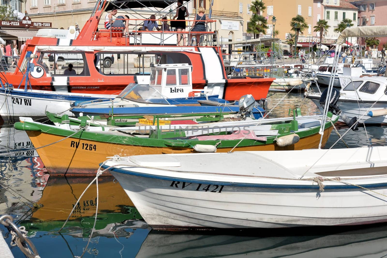 Boats in the port of Rovinj on the Adriatic Sea in Croatia