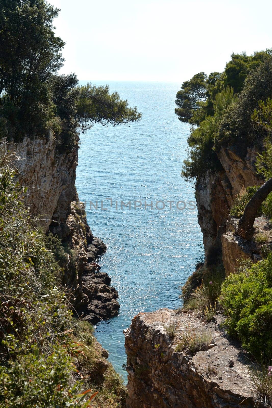 Rocky coast on the coast of the Adriatic Sea on the Verudela peninsula in Croatia