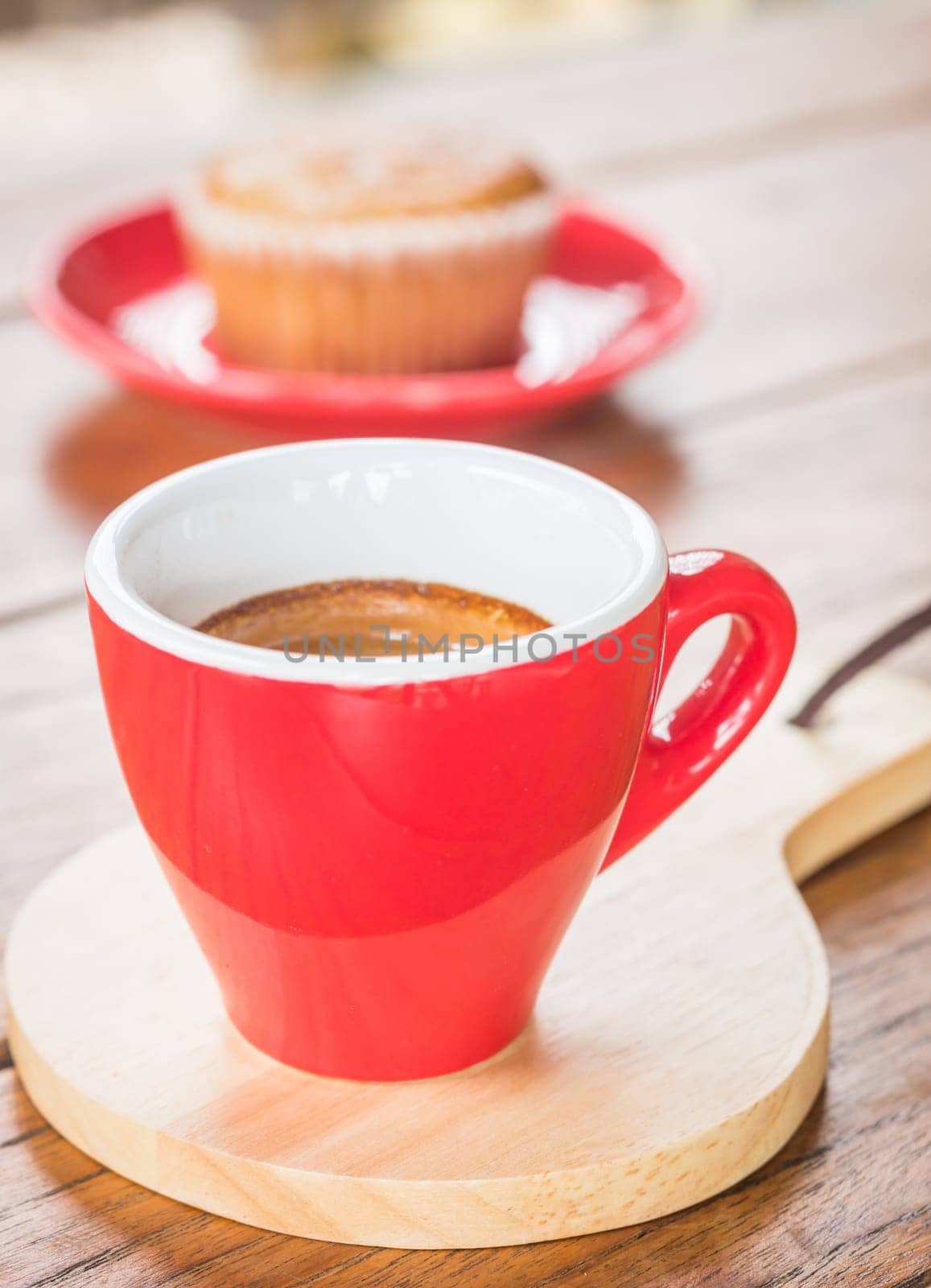 Banana cup cake and espresso, stock photo