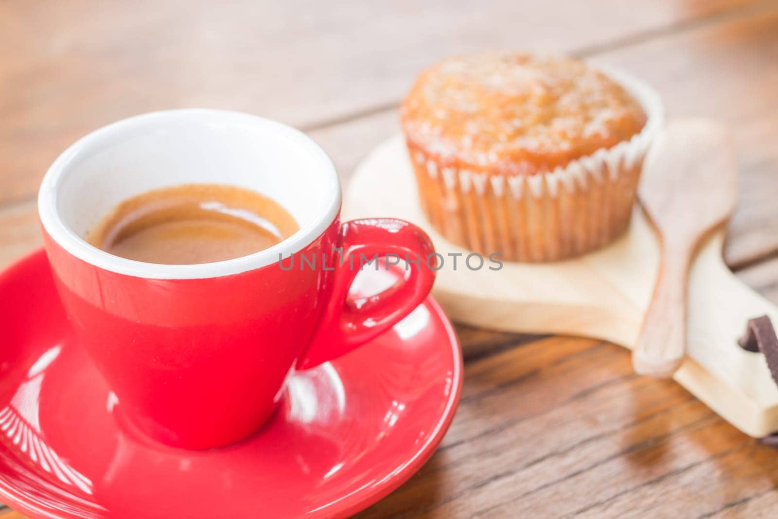 Banana cup cake and espresso, stock photo