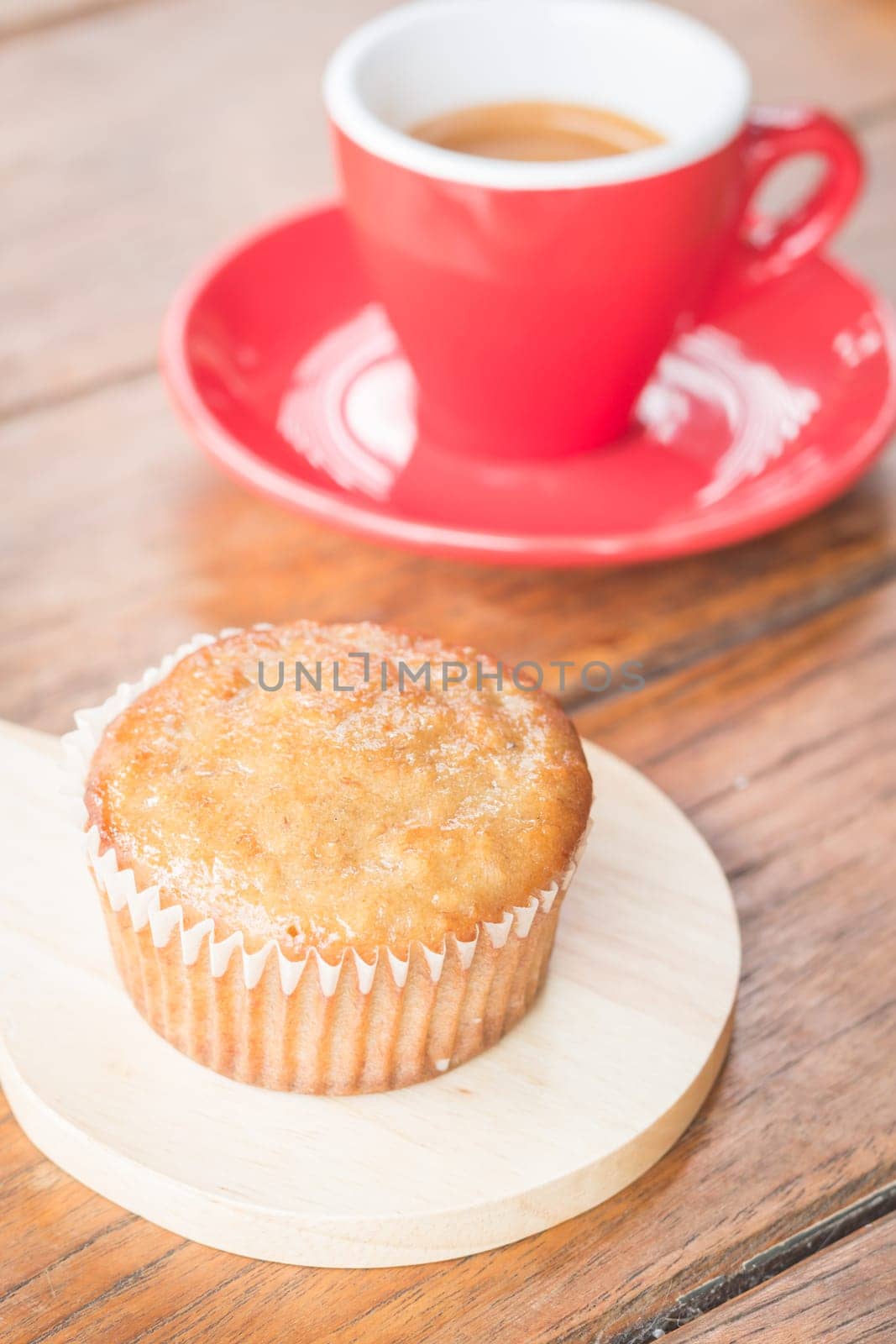 Banana cup cake and espresso, stock photo