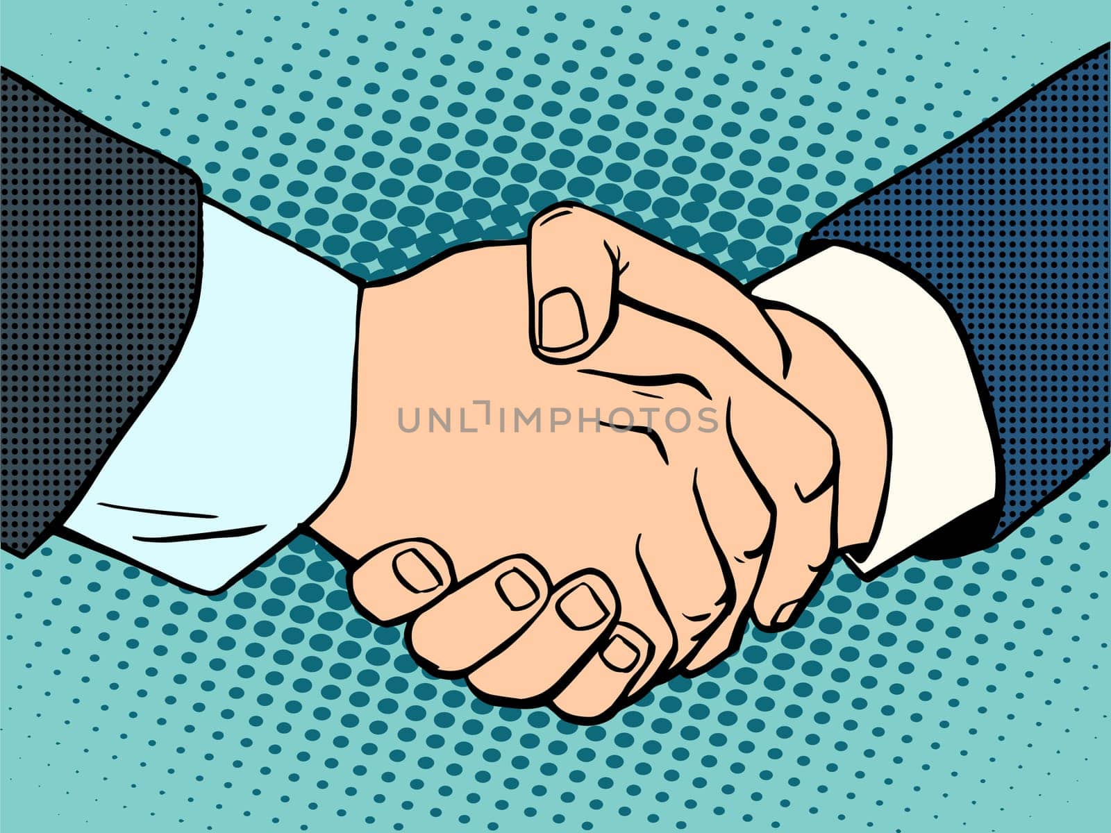 Handshake business deal contract. Business concept then art retro style