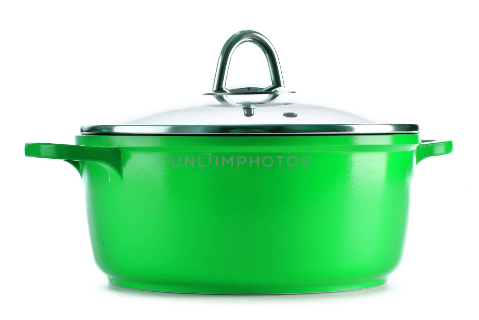 Steel pot isolated on white background.