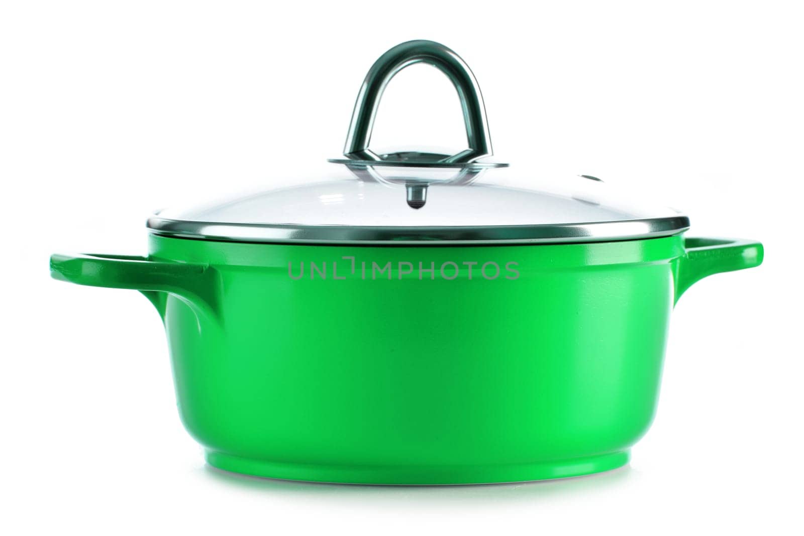 Steel pot isolated on white background.