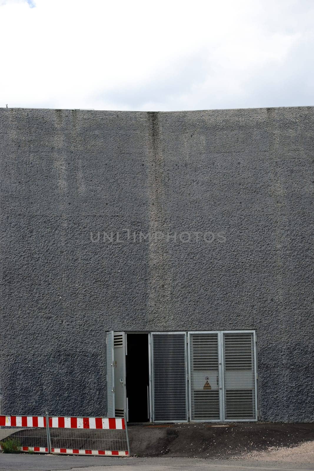A switch house or a high-voltage system with a striking facade.