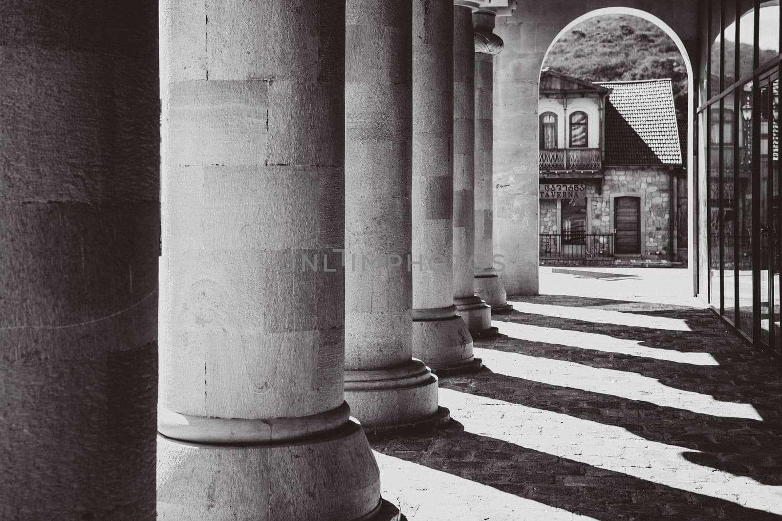 Architecture of the old town of Mtskheta, Georgia, a colorless photo