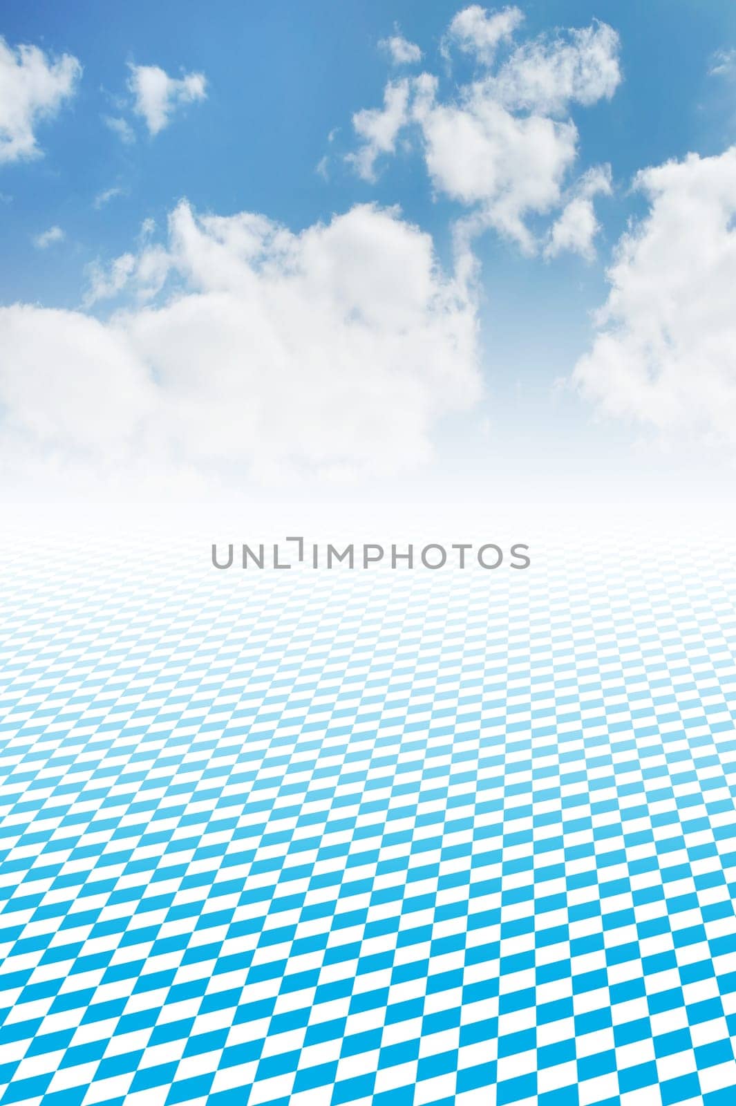 Oktoberfest - original Bavarian diamond pattern in front of blue Bavarian sky