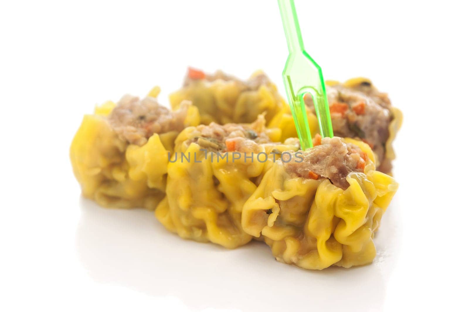 Dumpling, Asia breakfast made frome pork and rice flour isolated on white background