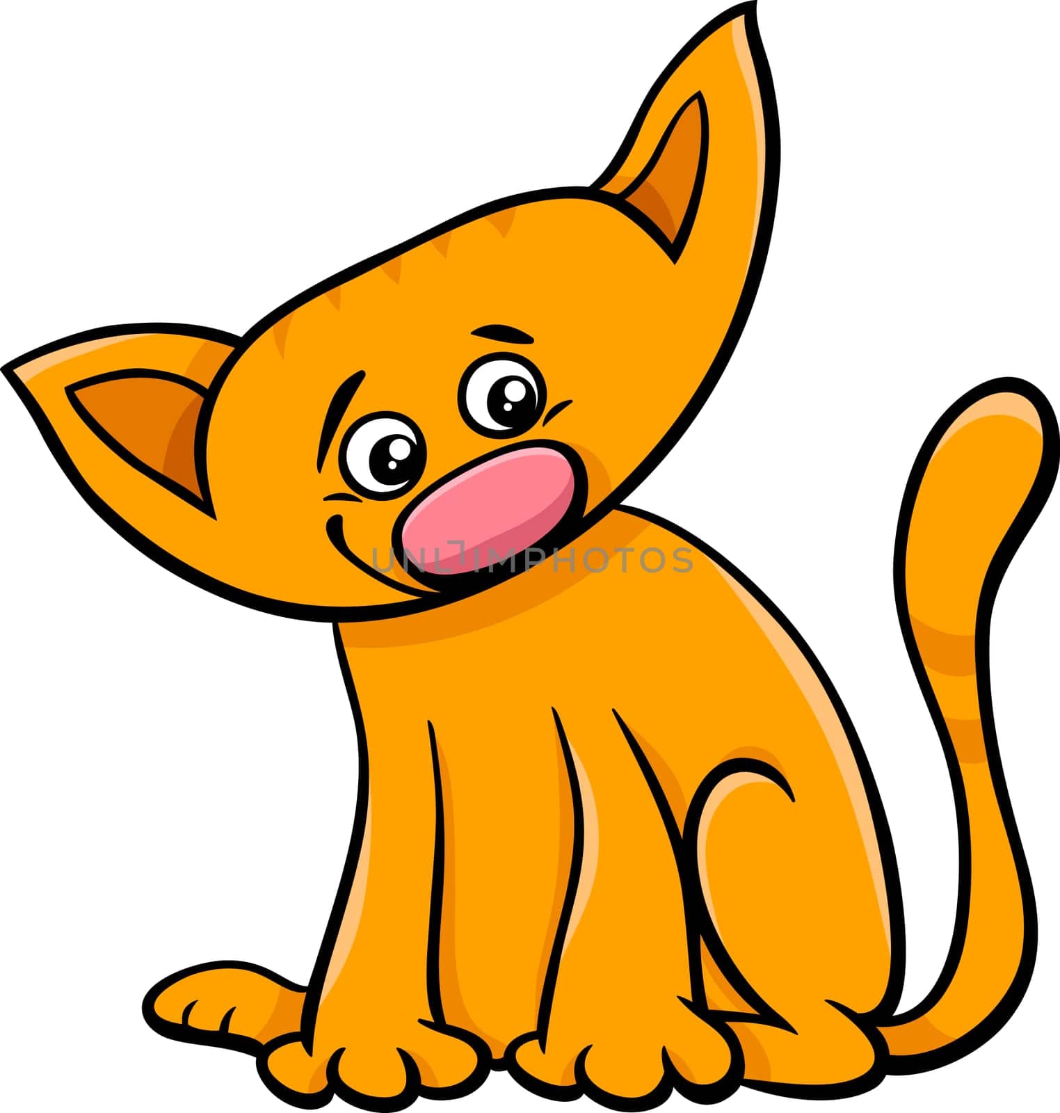Cartoon Illustration of Cat or Kitten Pet Animal Character