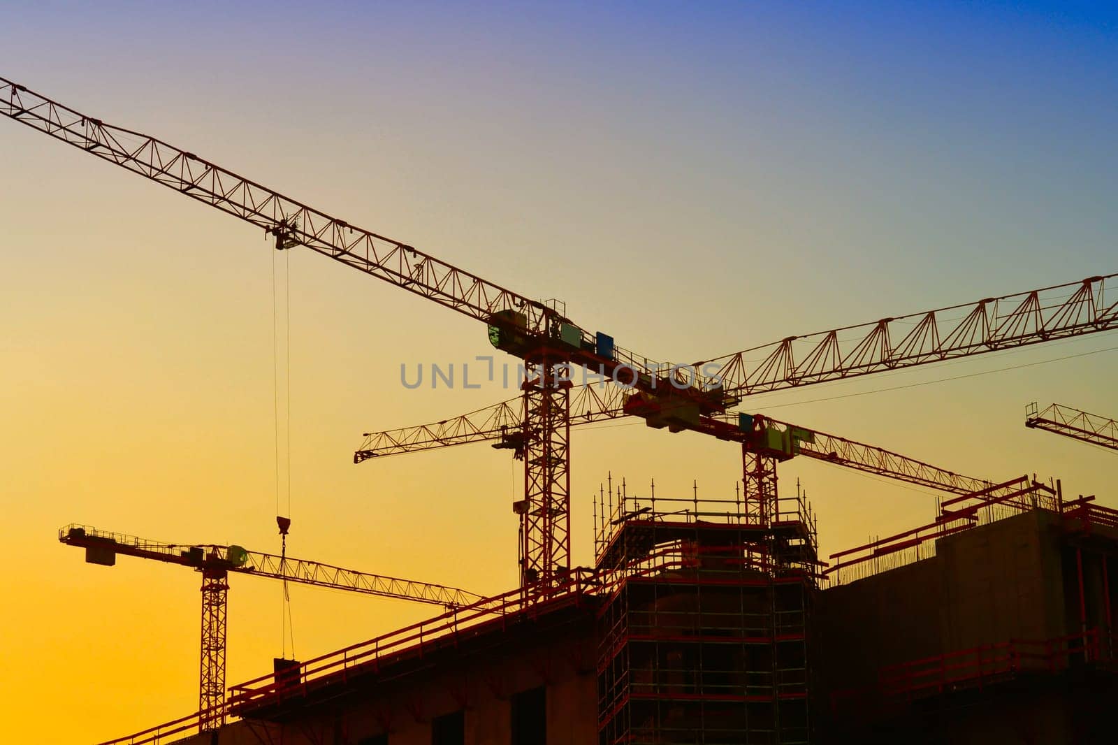 Construction cranes on the construction site of the Stadtschloss in Berlin