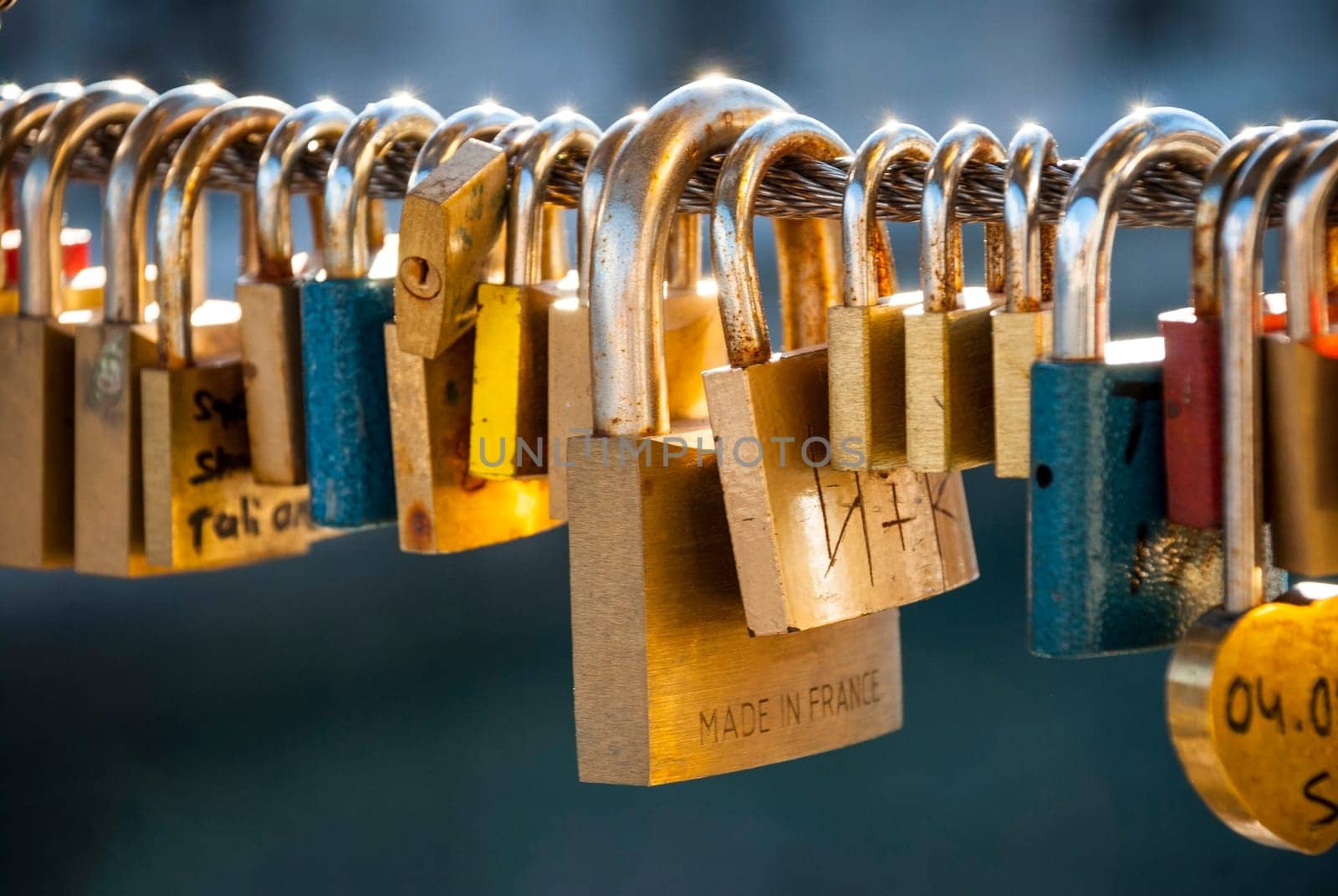 Love padlocks on Butcher's bridge in Ljubljana, Slovenia