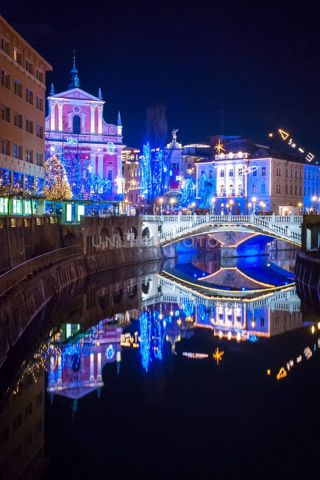 Ljubljana, capital of Slovenia in christmas decoration