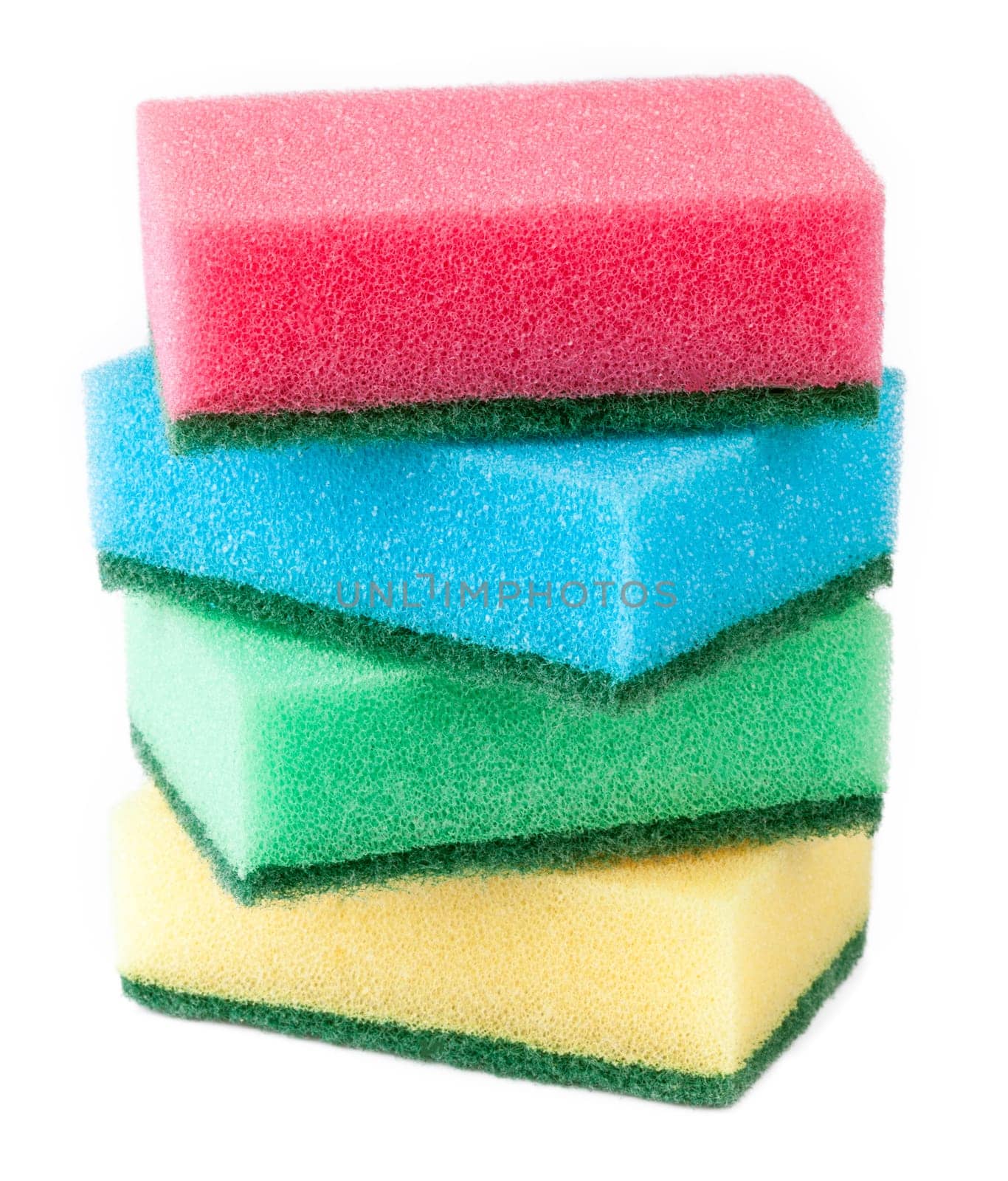 Colorful plaster sponges on white background