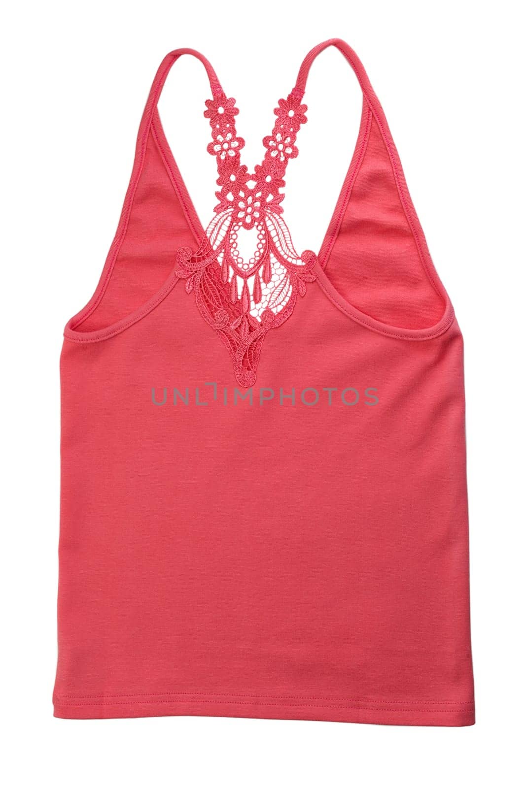 Red Cotton Women's T-shirt. Isolate on white.