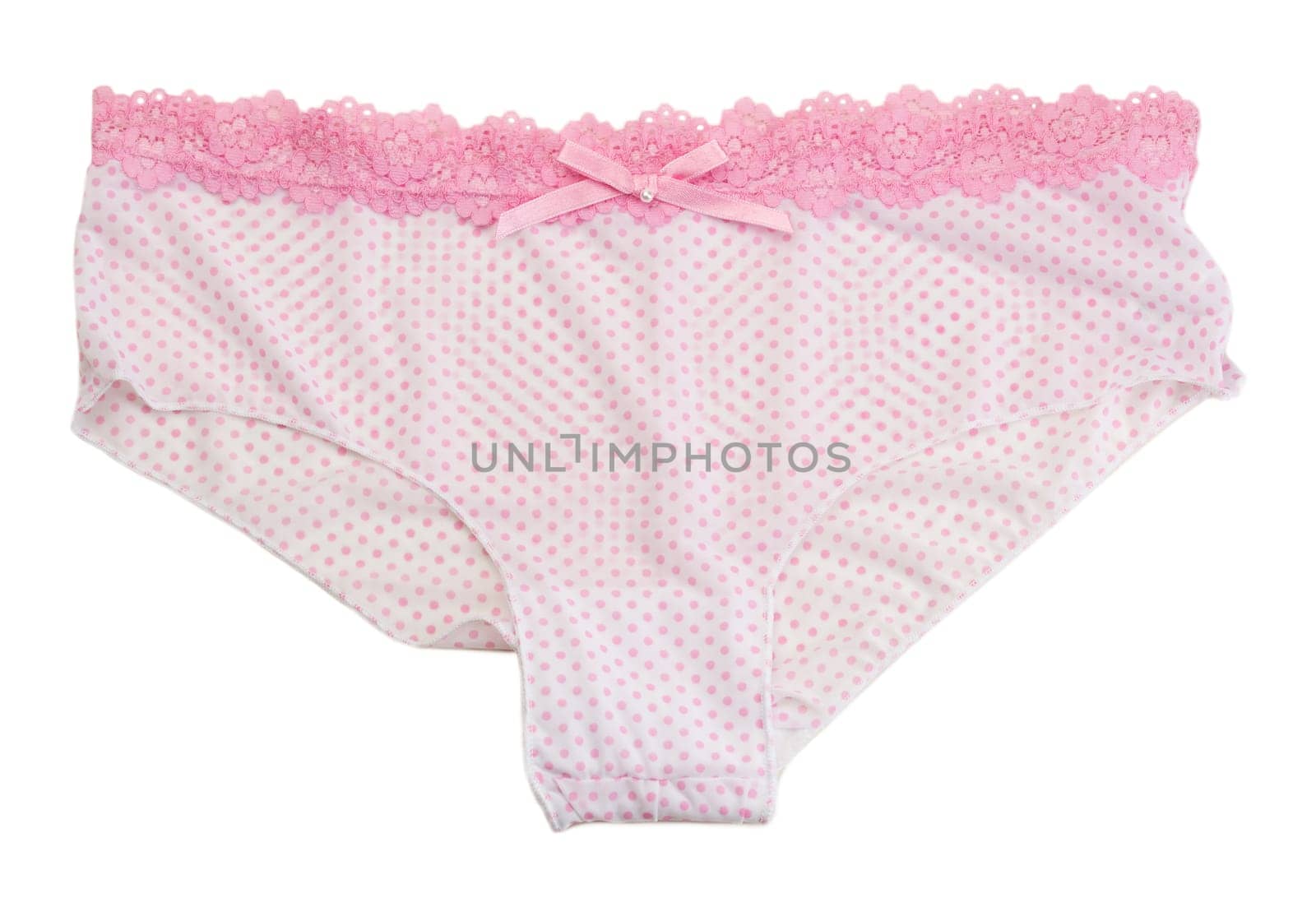 Panties in pink polka dots. Isolate on white.