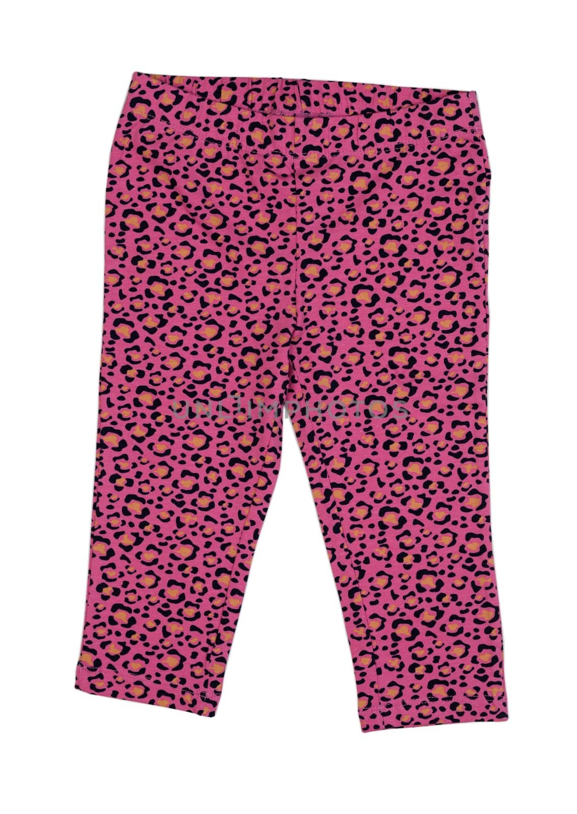 Baby pink tights with leopard pattern. Isolate on white.