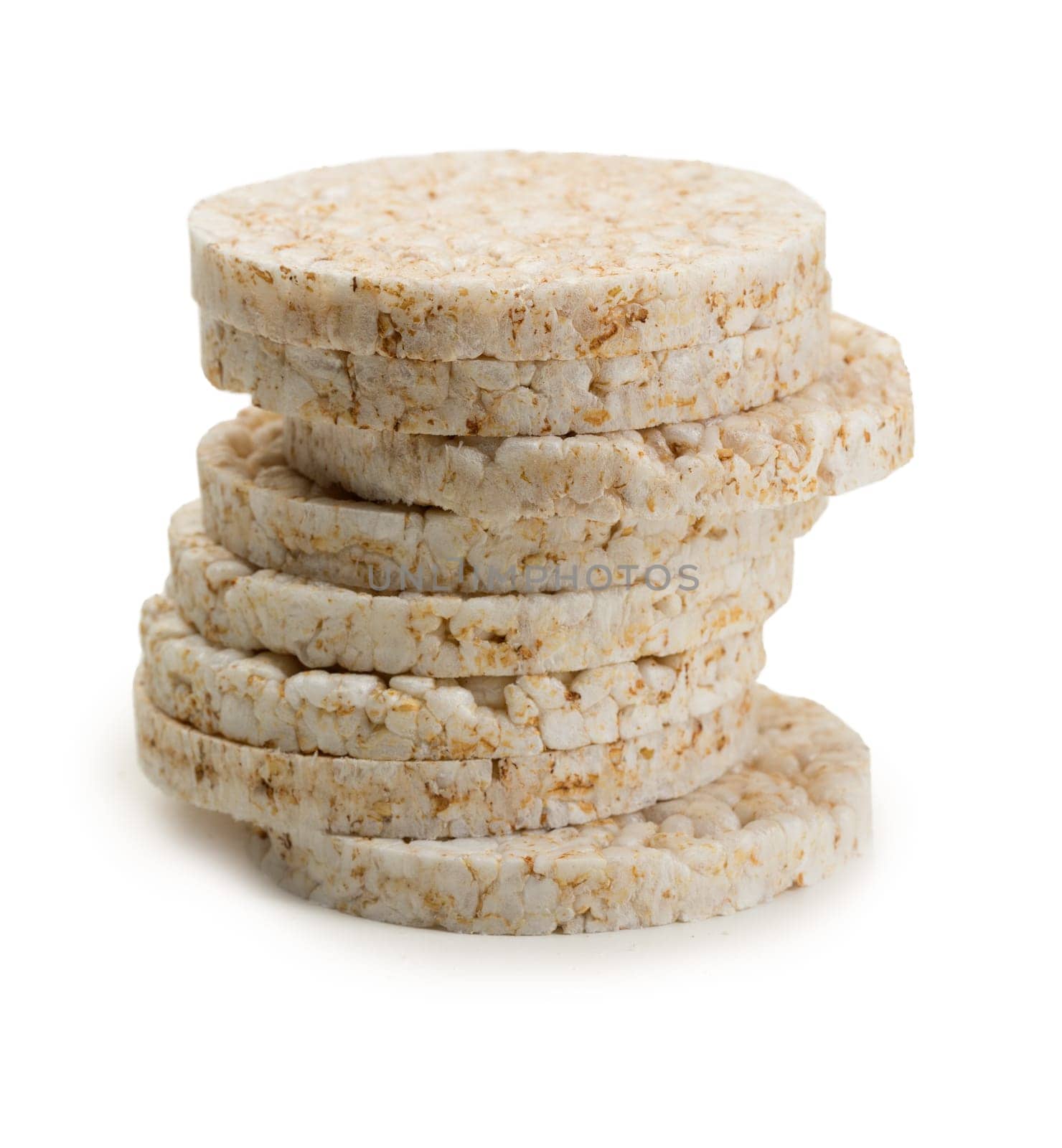 Stacked Rice Cakes isolated on white background.