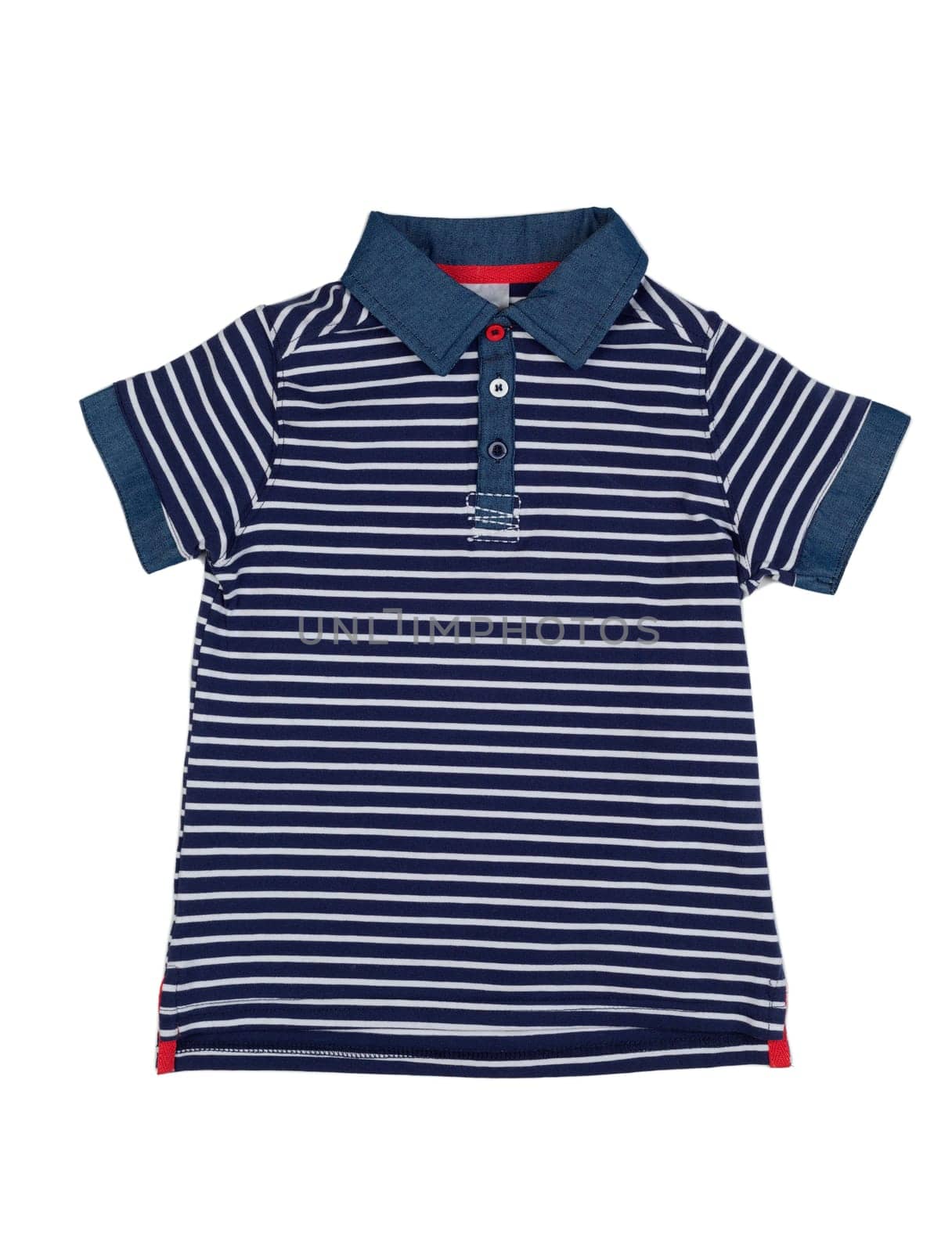 Blue striped polo shirt. Isolate on white.