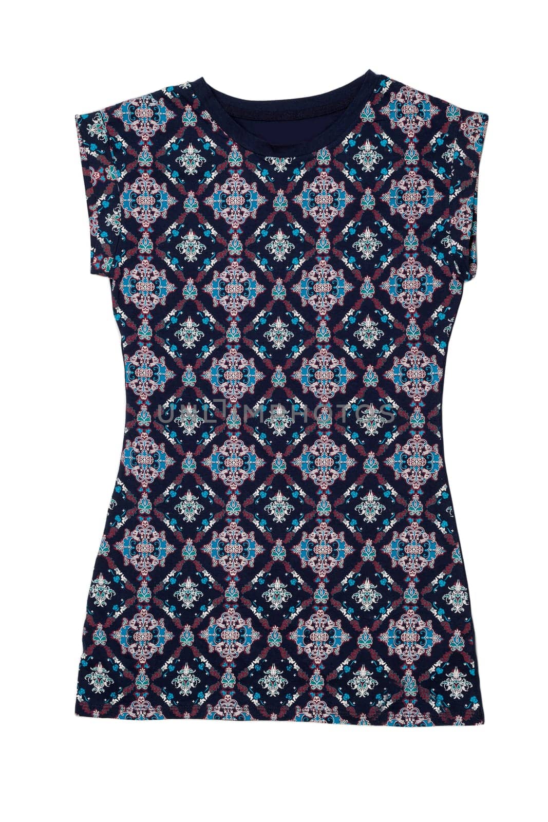 Women's dress with a pattern. Isolate on white.