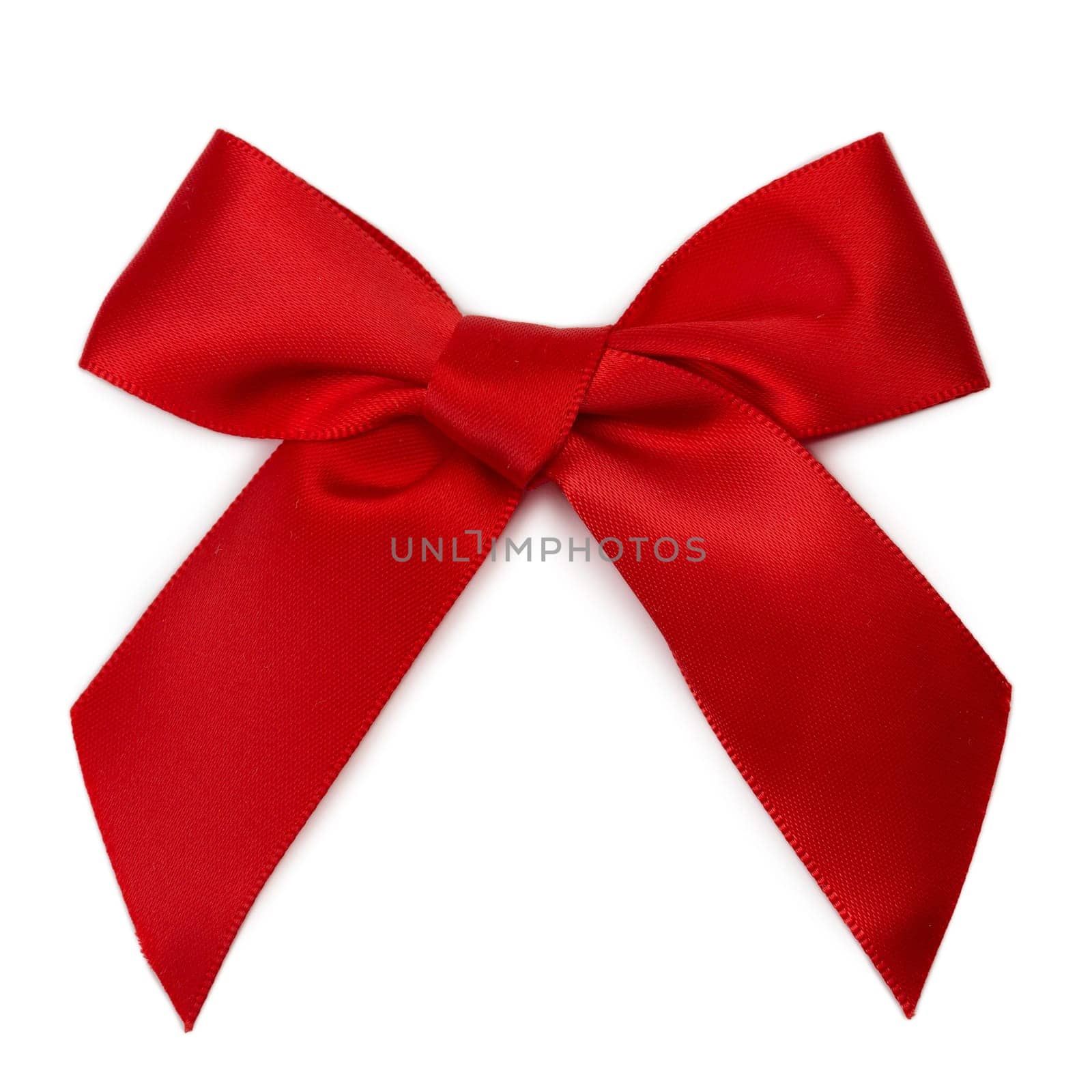 Red gift ribbon isolated on white.