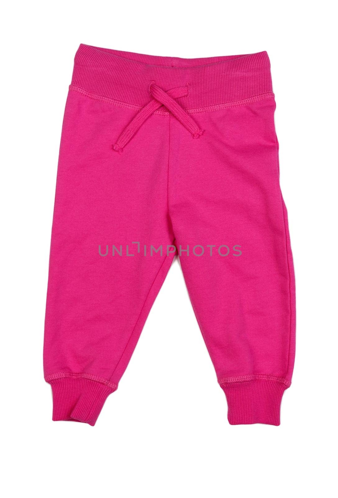 Pink Cotton baby pants. Isolate on white.