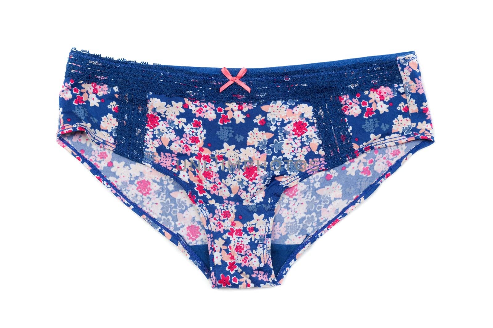 Cotton Panties in a floral pattern. Isolate on white.