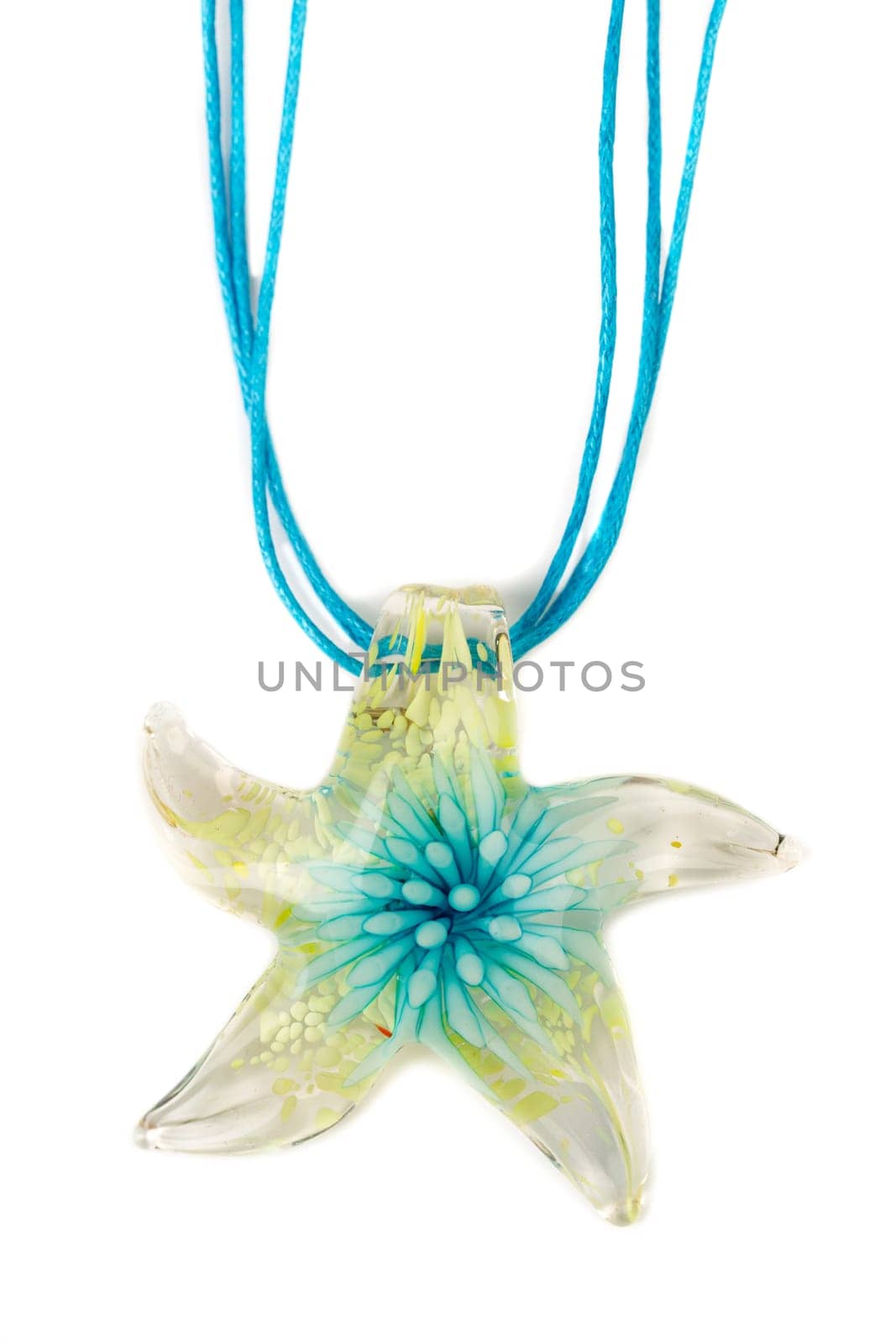 Star of Murano glass pendant. Isolate on white.