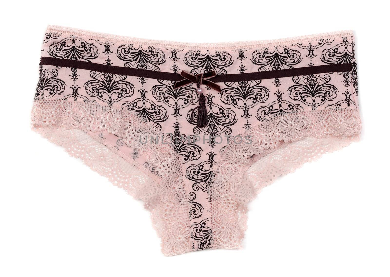 Beige with brown panties and black pattern. Isolate on white.
