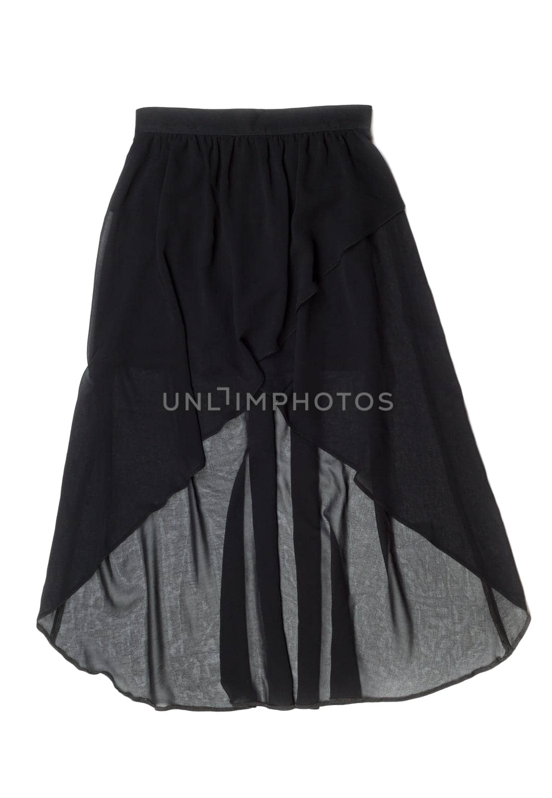 Black Satin Women's skirt. Isolate on white.