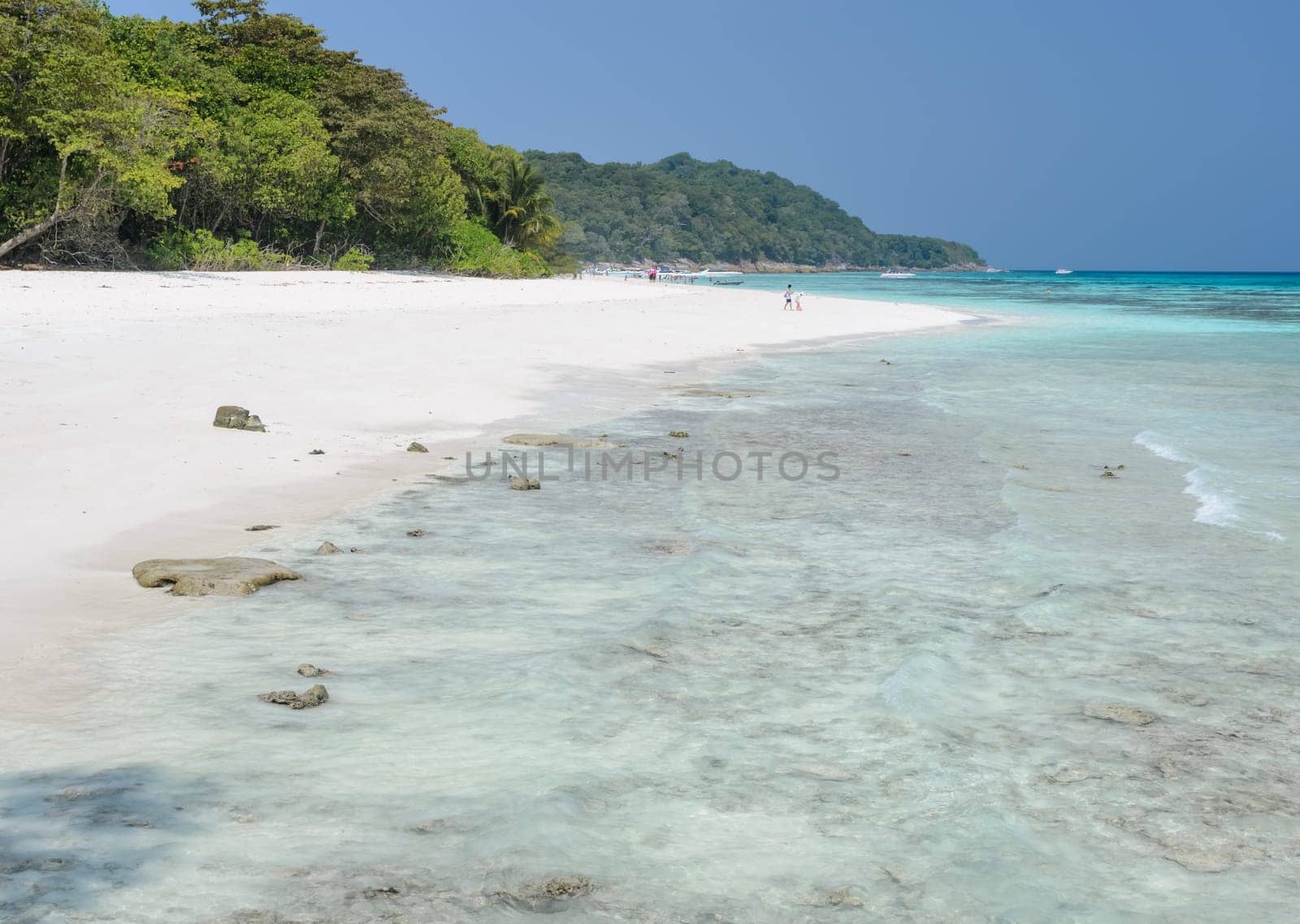 Beautiful white sand beach and crystal clear water of Koh Tachai, Similan National Park, Thailand