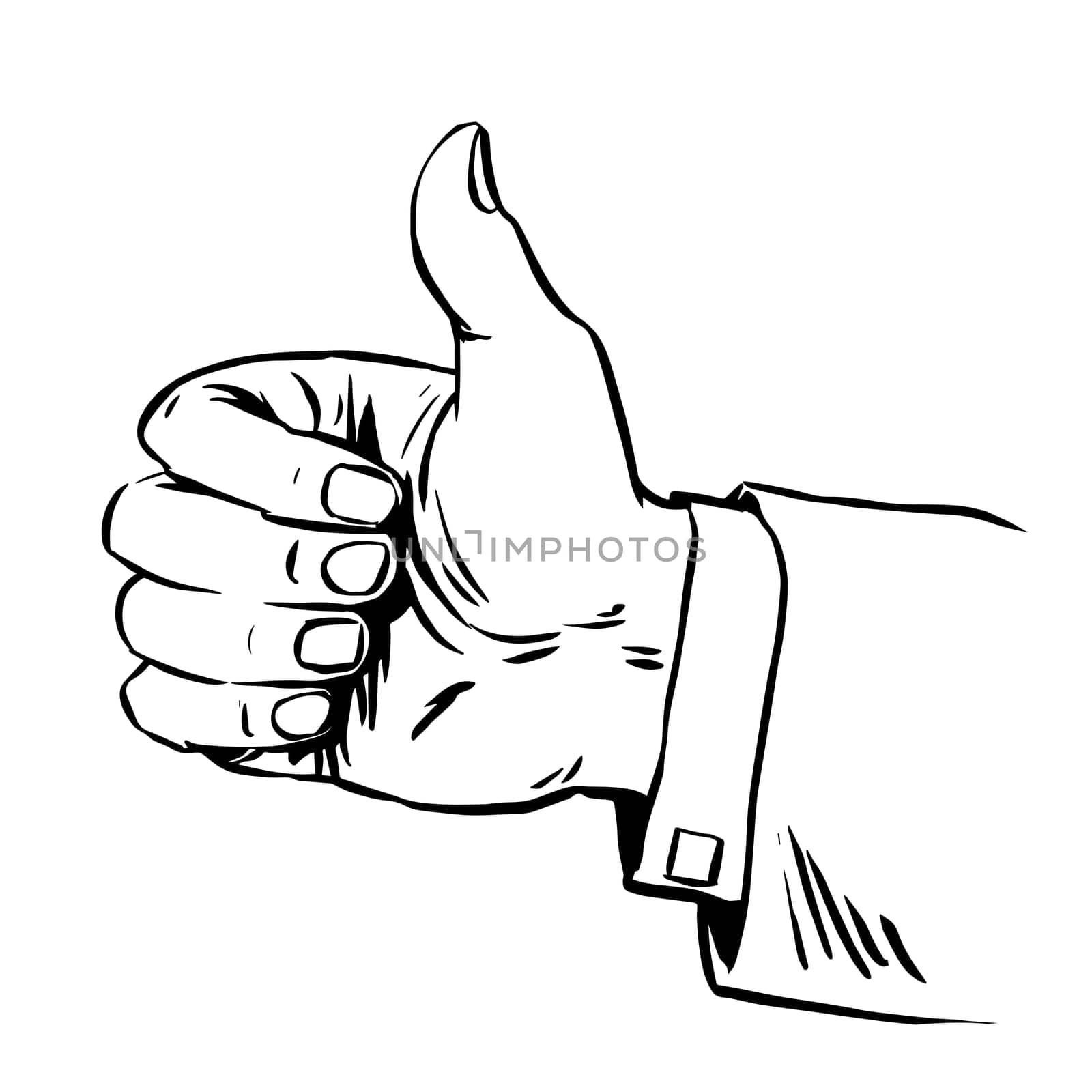 Gesture everything is fine thumb up business the concept of hitchhiking. Line art retro style