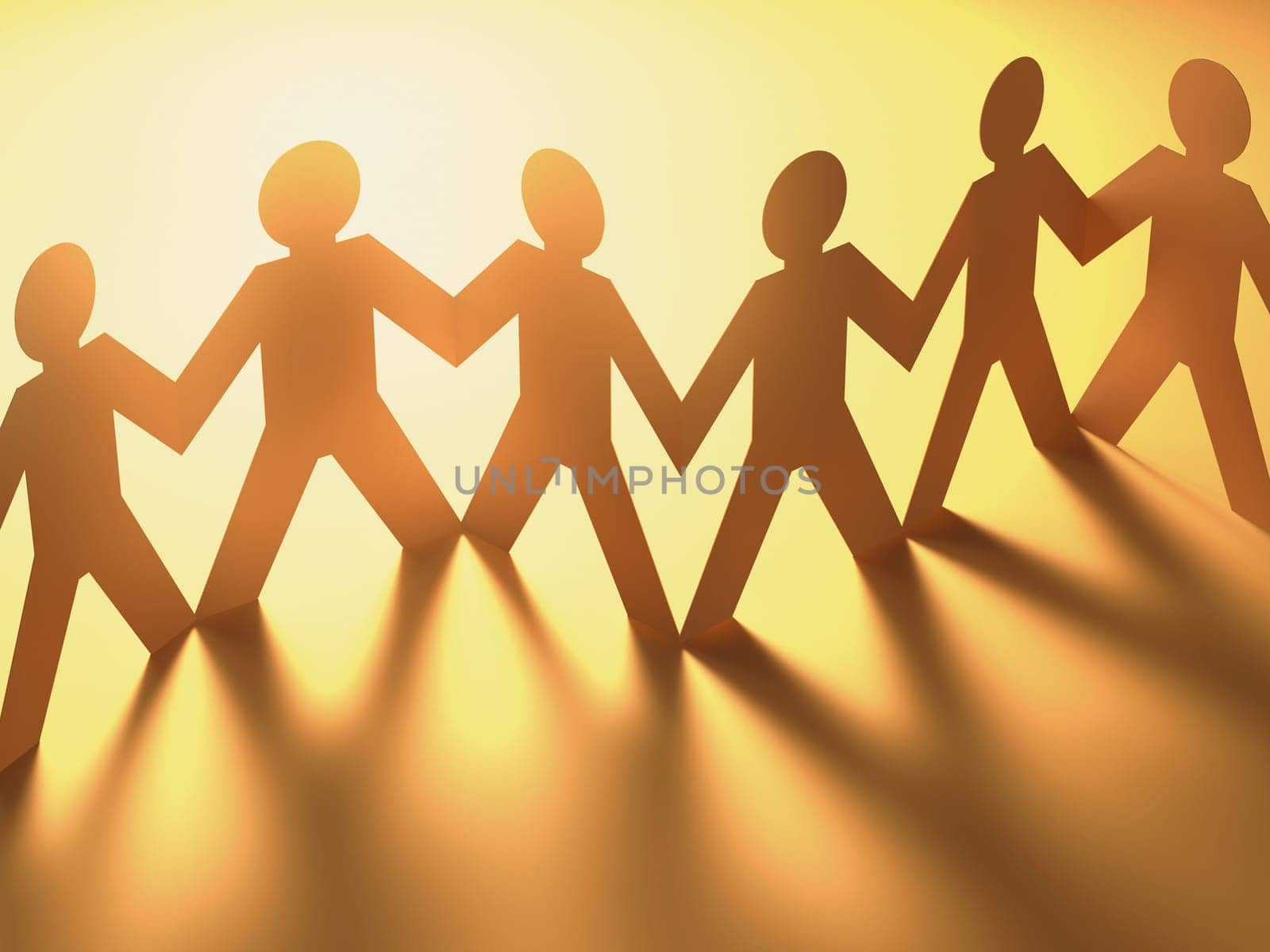Paper cut in the shape of people together in a concept of a team. Clipping path included.