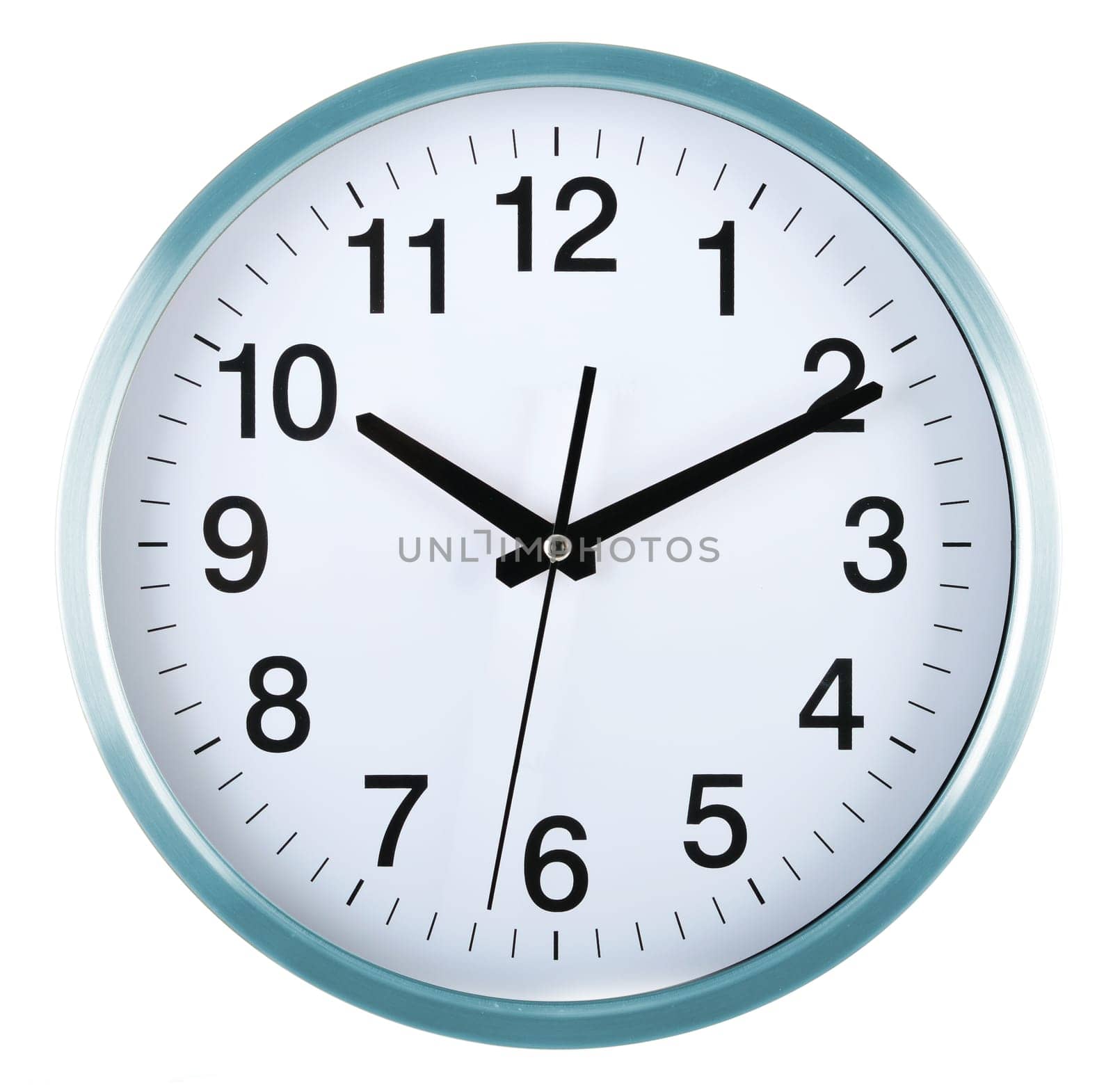 Wall clock isolated on white background. Ten past ten