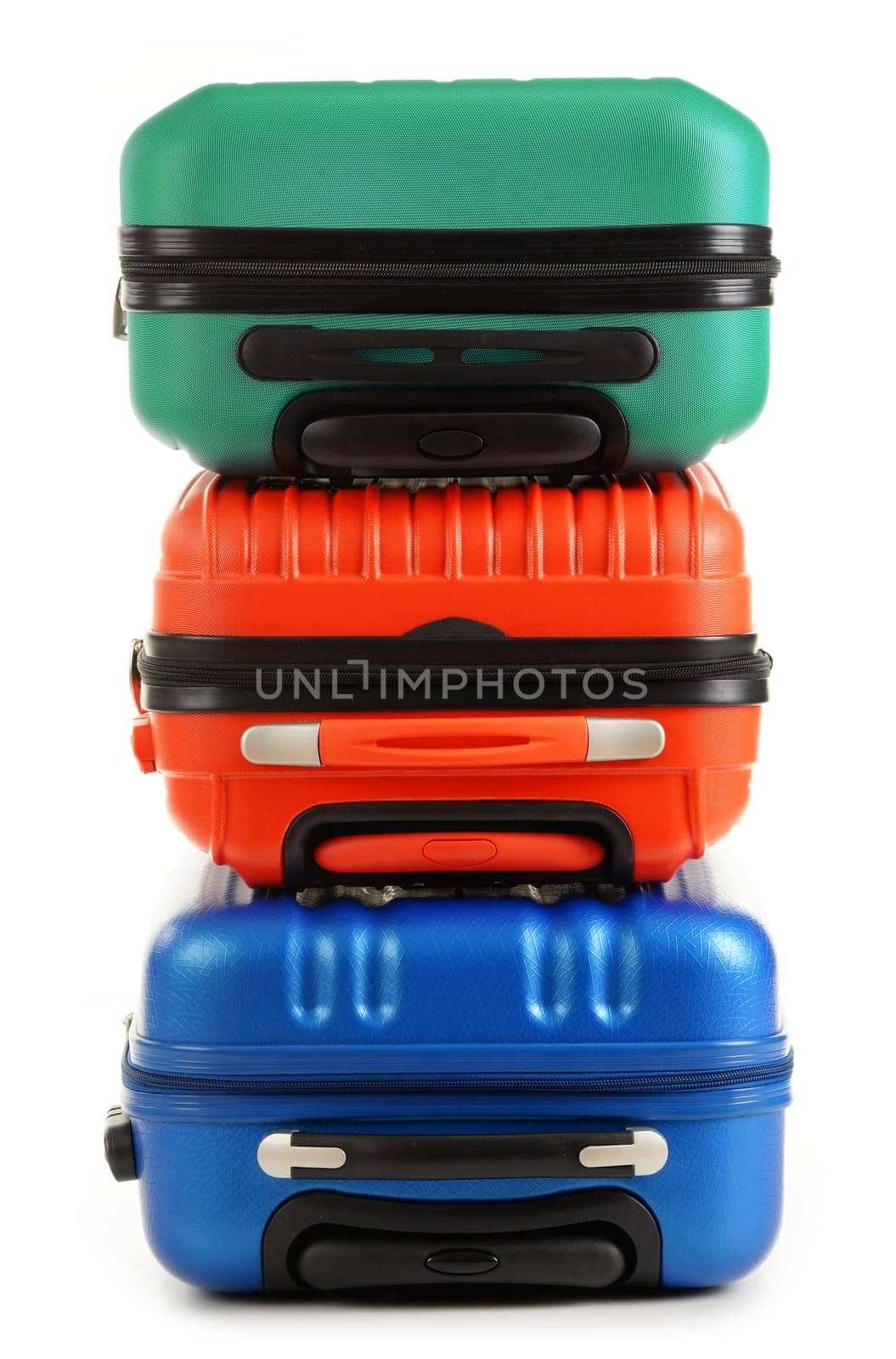 Travel suitcases isolated on white background.