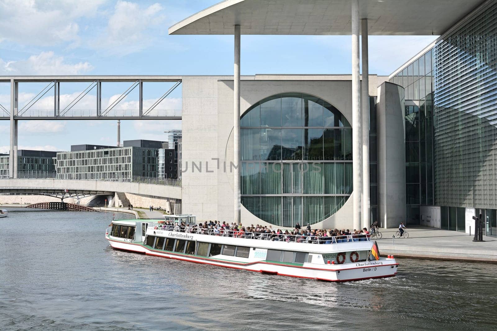 Excursion ship with tourists on the Spree in Berlin