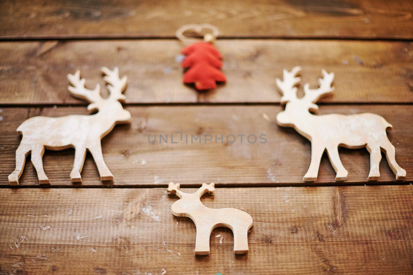 Three wooden xmas deers
