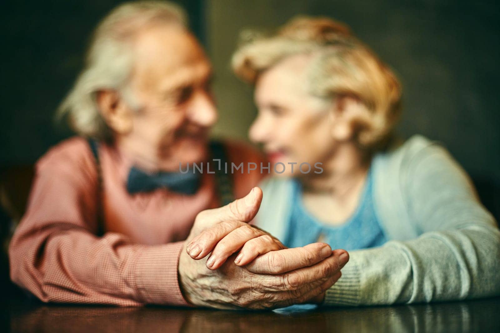 Close-up of hands of elderly couple