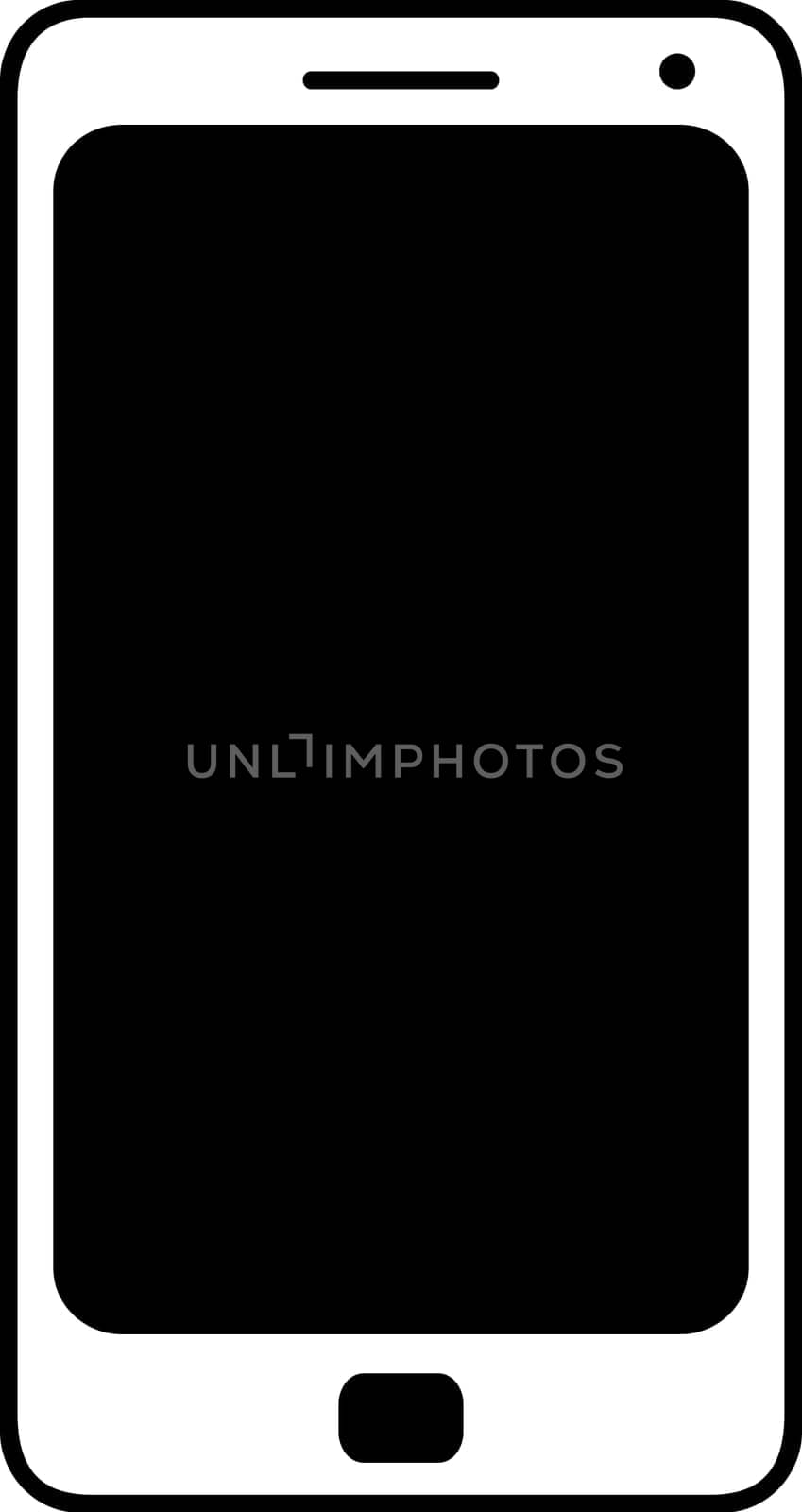 Simple white smartphone with empty ehite screen, vector graphic, element of infographics, webdesign icon, fully scalable