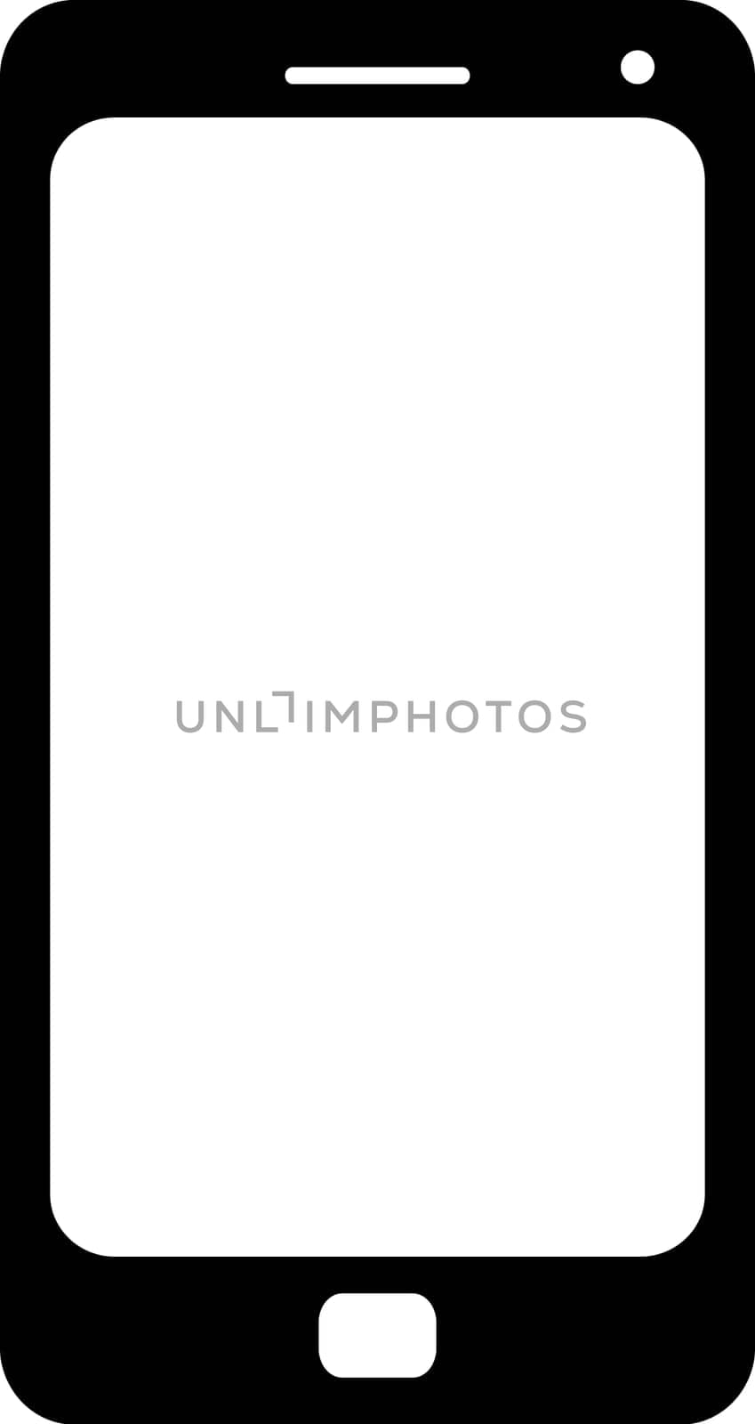 Simple black smartphone with empty white screen, vector graphic, element of infographics, webdesign icon, fully scalable