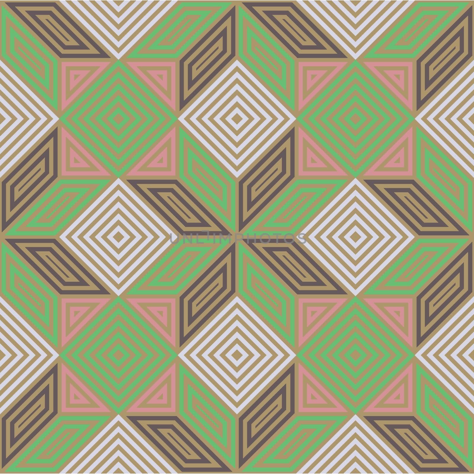 Seamless vector pattern with soft warm pastel colours, green brown light pink beige, patchwork or mosaic inspiration, square geometrical composition, usable for web print wallpapers decoration cards