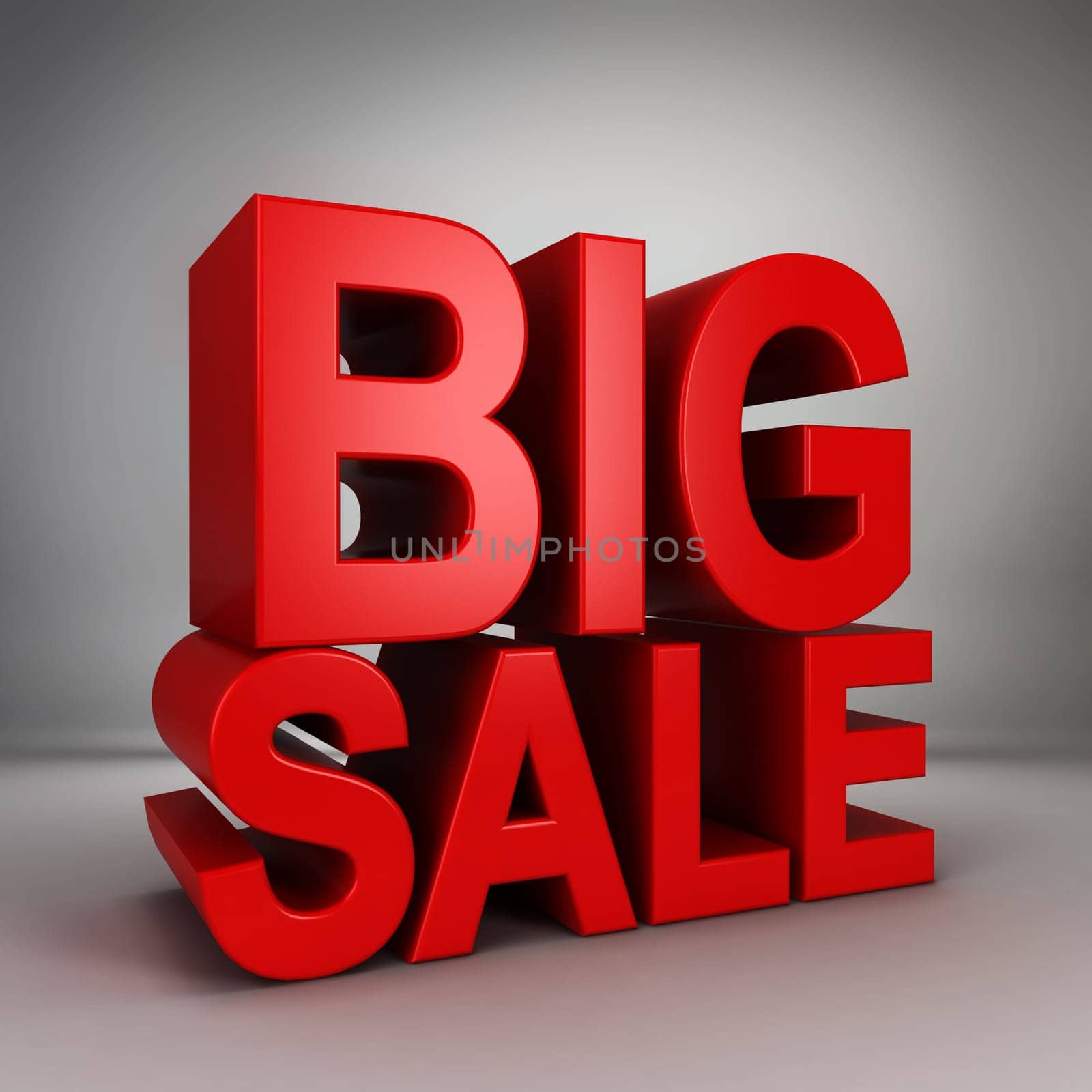 Big sale. 3d illustration on gray background