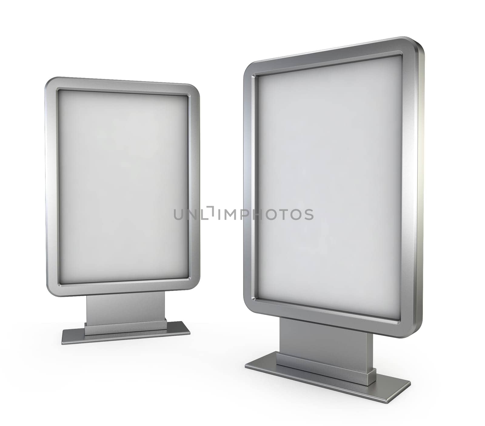 Two billboards. 3d illustration isolated on white background