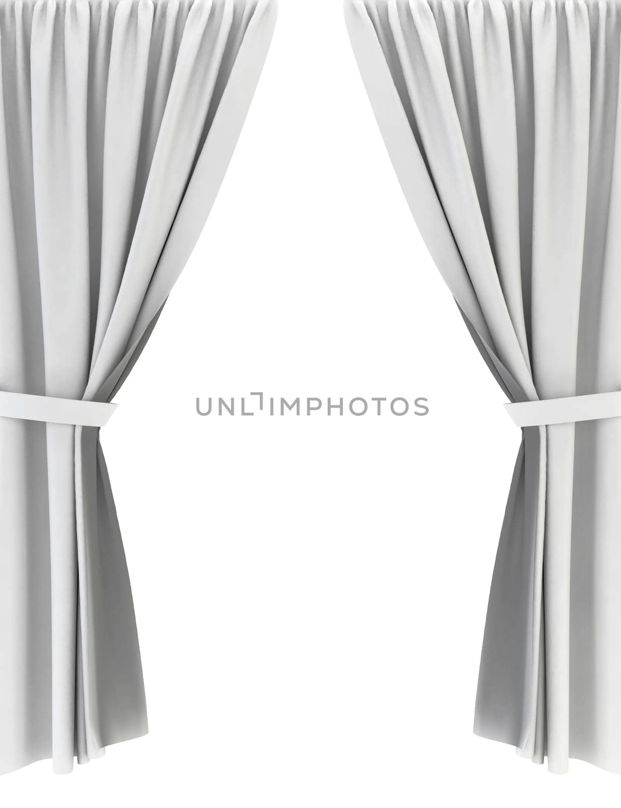 White curtains. 3d image isolated on white background