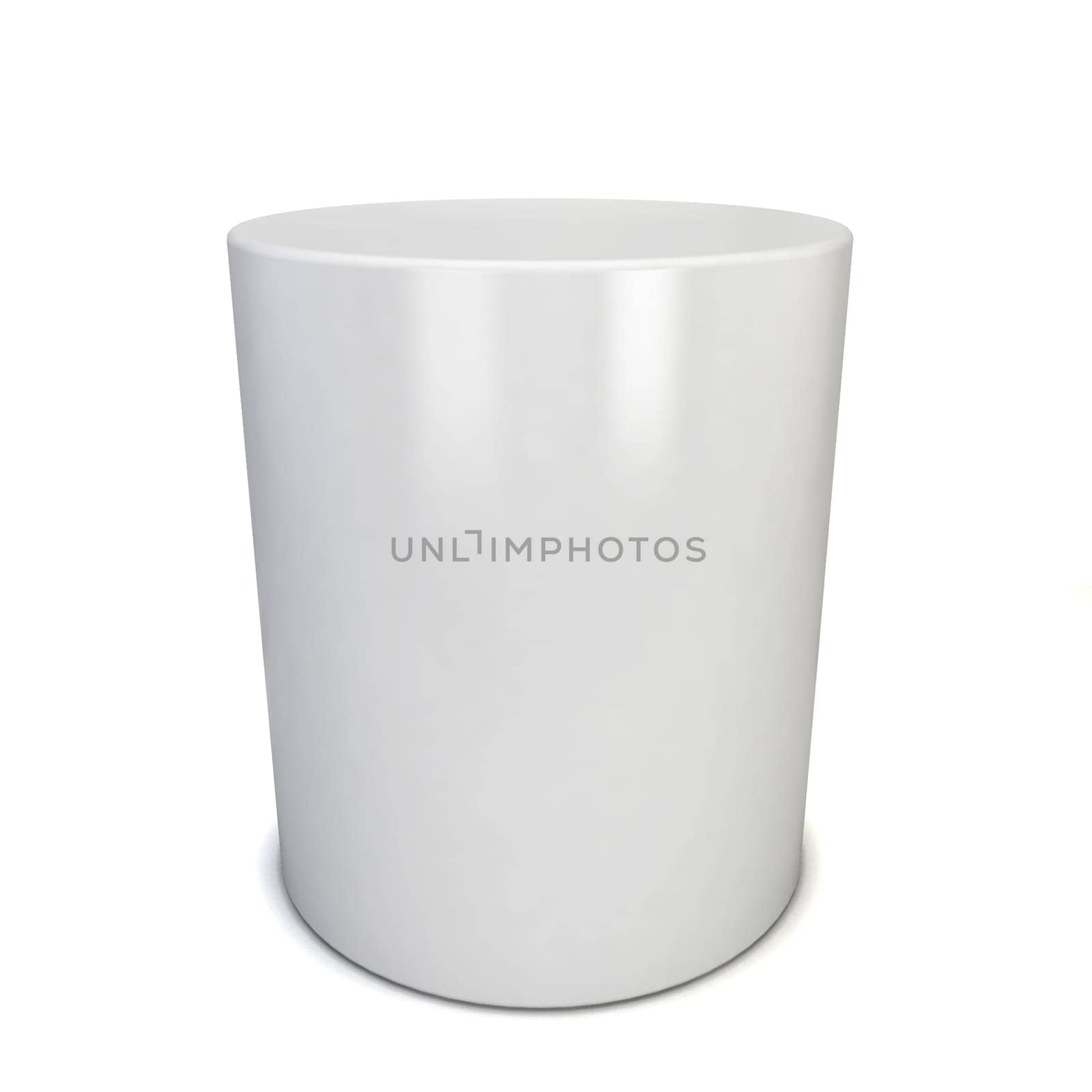 White cylinder. 3d illustration isolated on white background