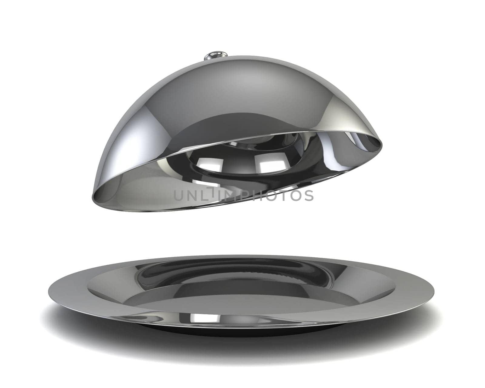 Silver cloche. 3d illustration isolated on white background