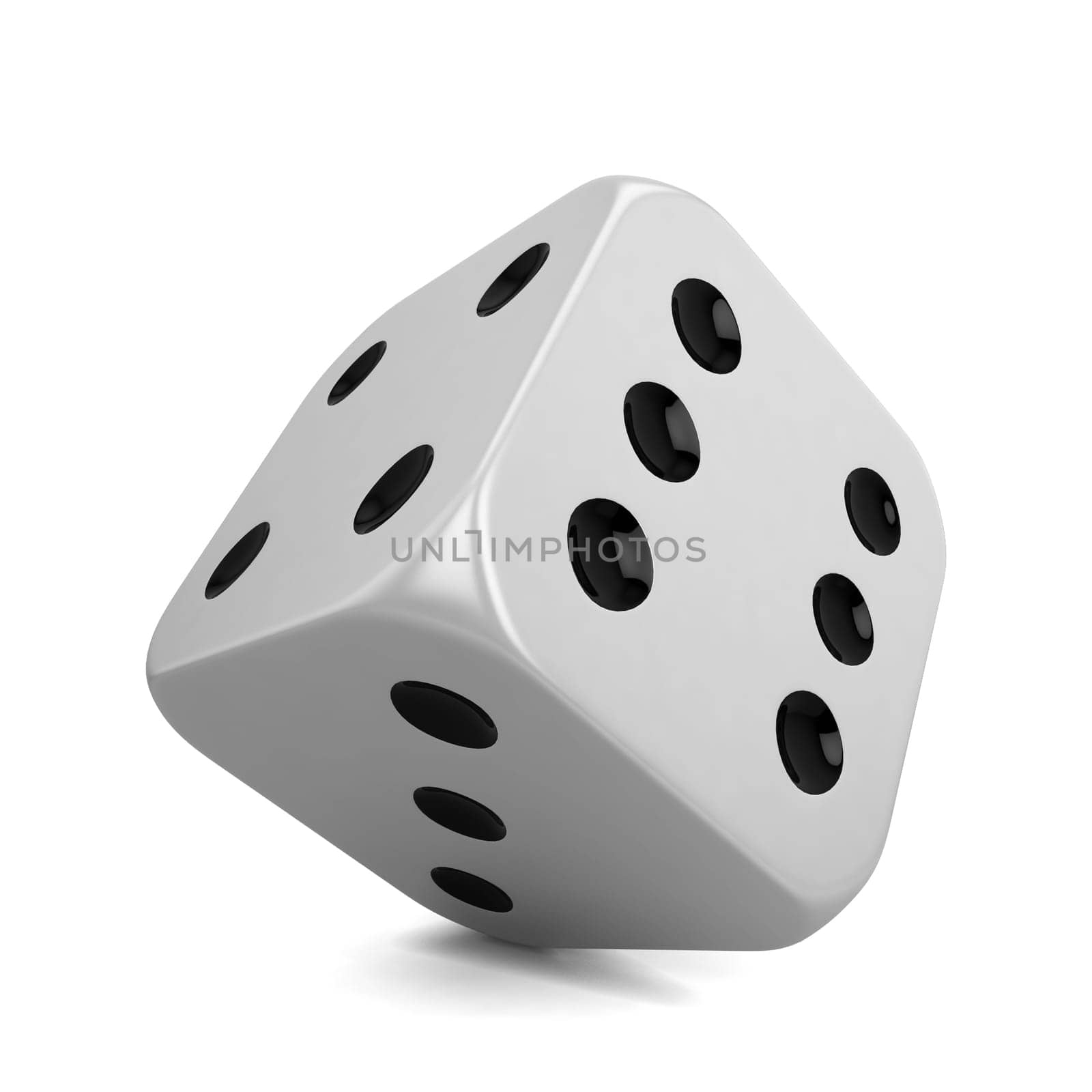 Single dice. 3d illustration isolated on white background