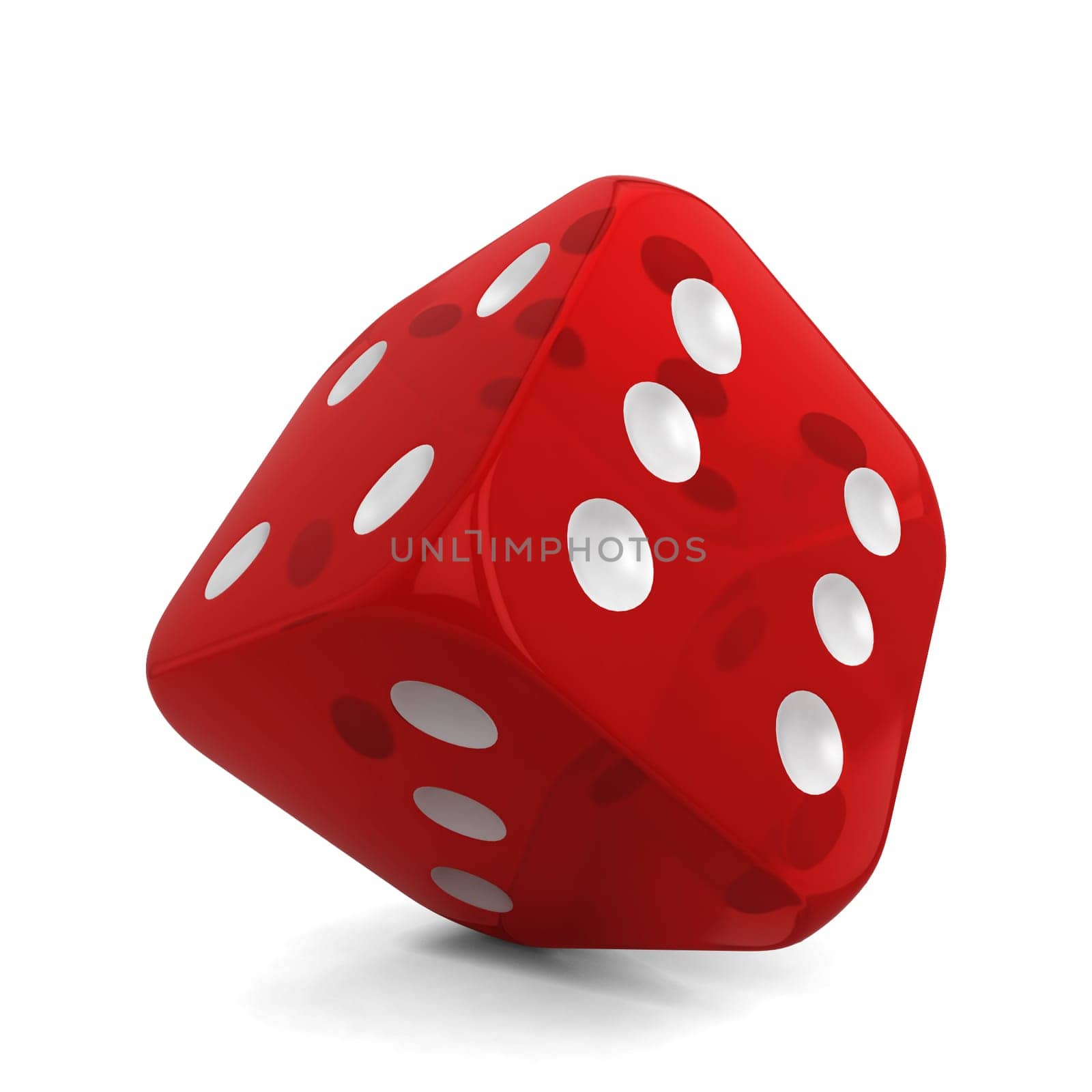 Single dice. 3d illustration isolated on white background