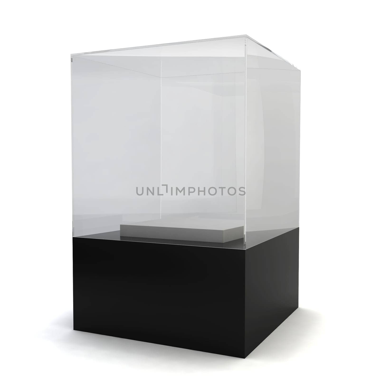 Glass display. 3d image isolated on white background